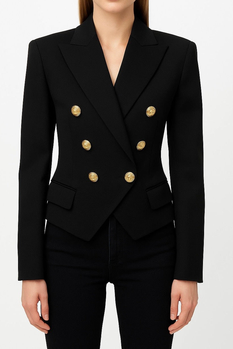 Gold Button Peak Lapel Blazer