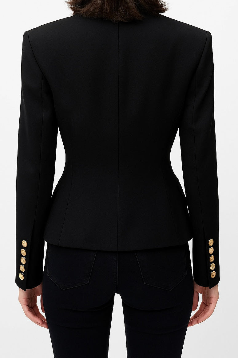 Gold Button Peak Lapel Blazer