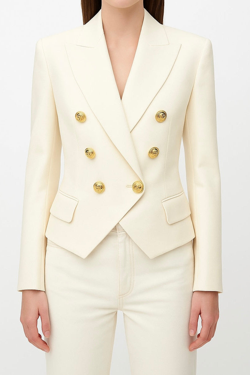 Gold Button Peak Lapel Blazer