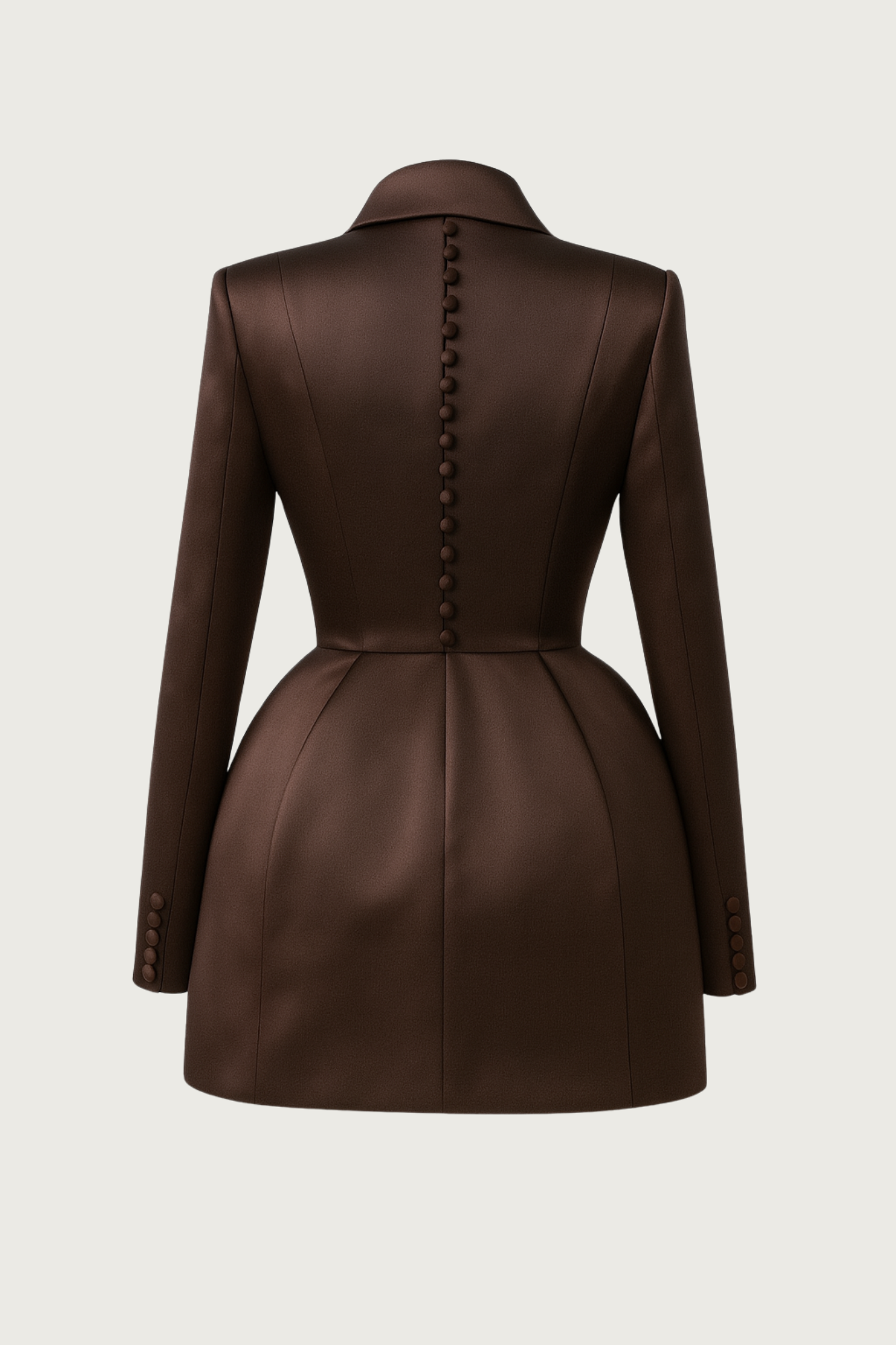 Structured Satin Mini Dress - Espresso Brown