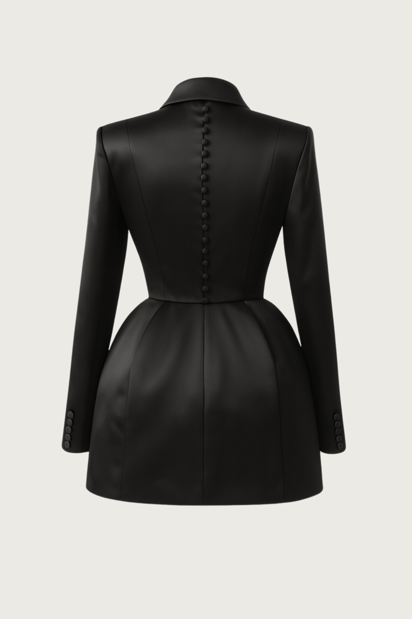 Structured Satin Mini Dress - Black