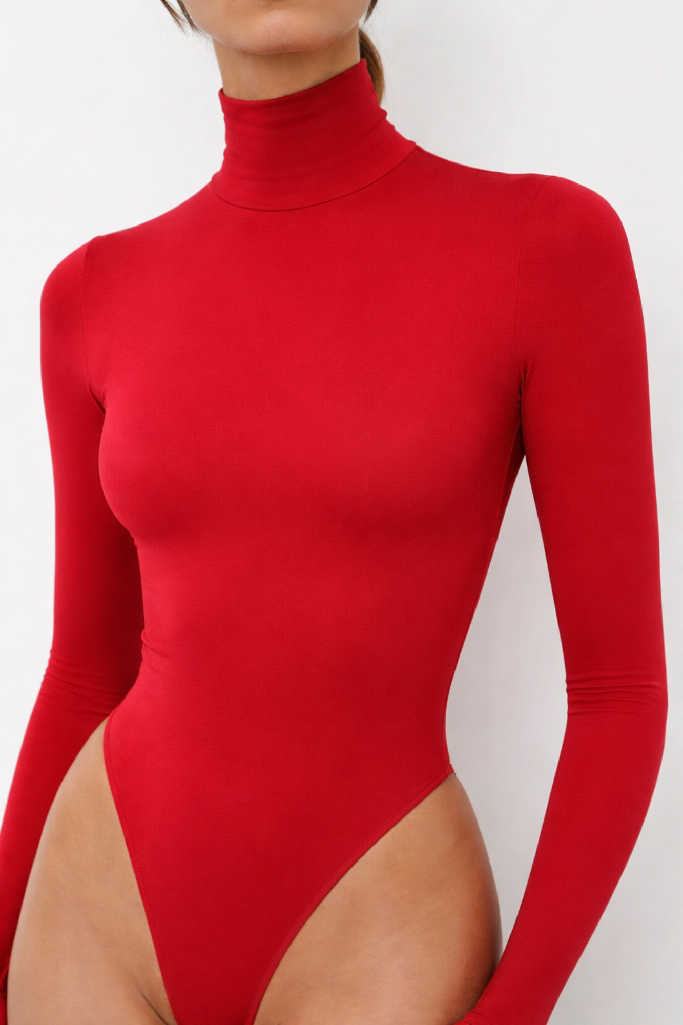 Essential Turtleneck Bodysuit - Red