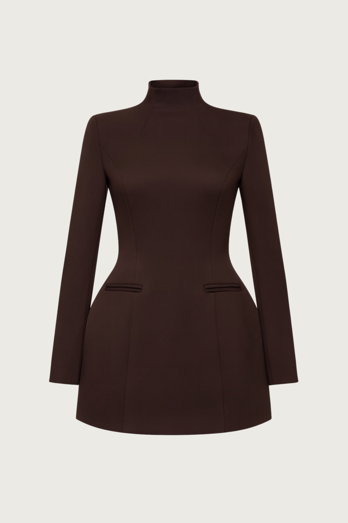 High Neck Contour Dress - Espresso Brown