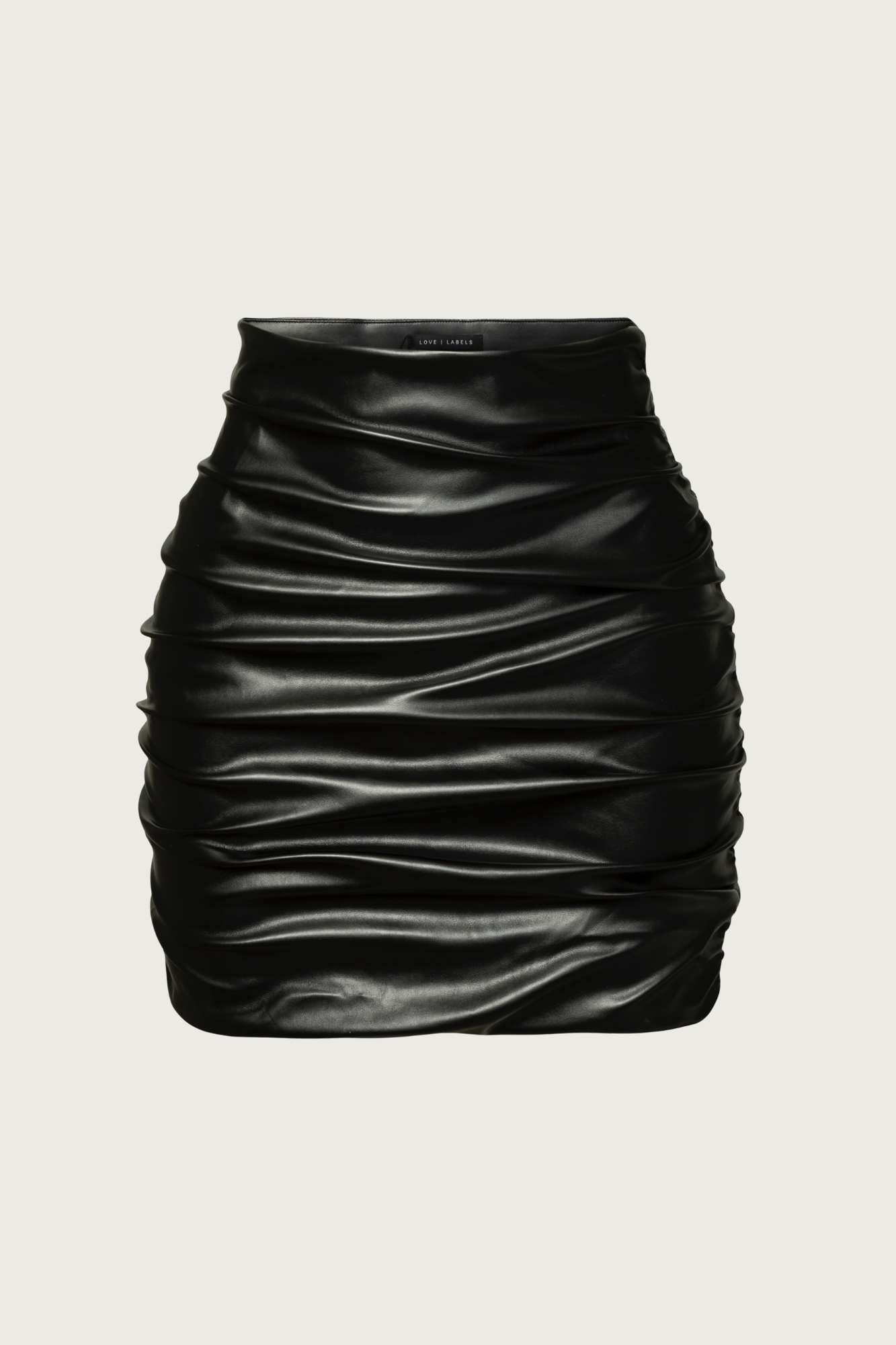Draped Leather Mini Skirt