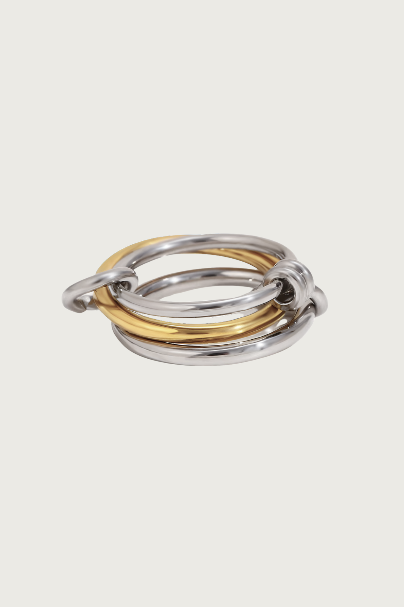 18k Gold Plated Mixed Metals Interlocked Stackable Ring