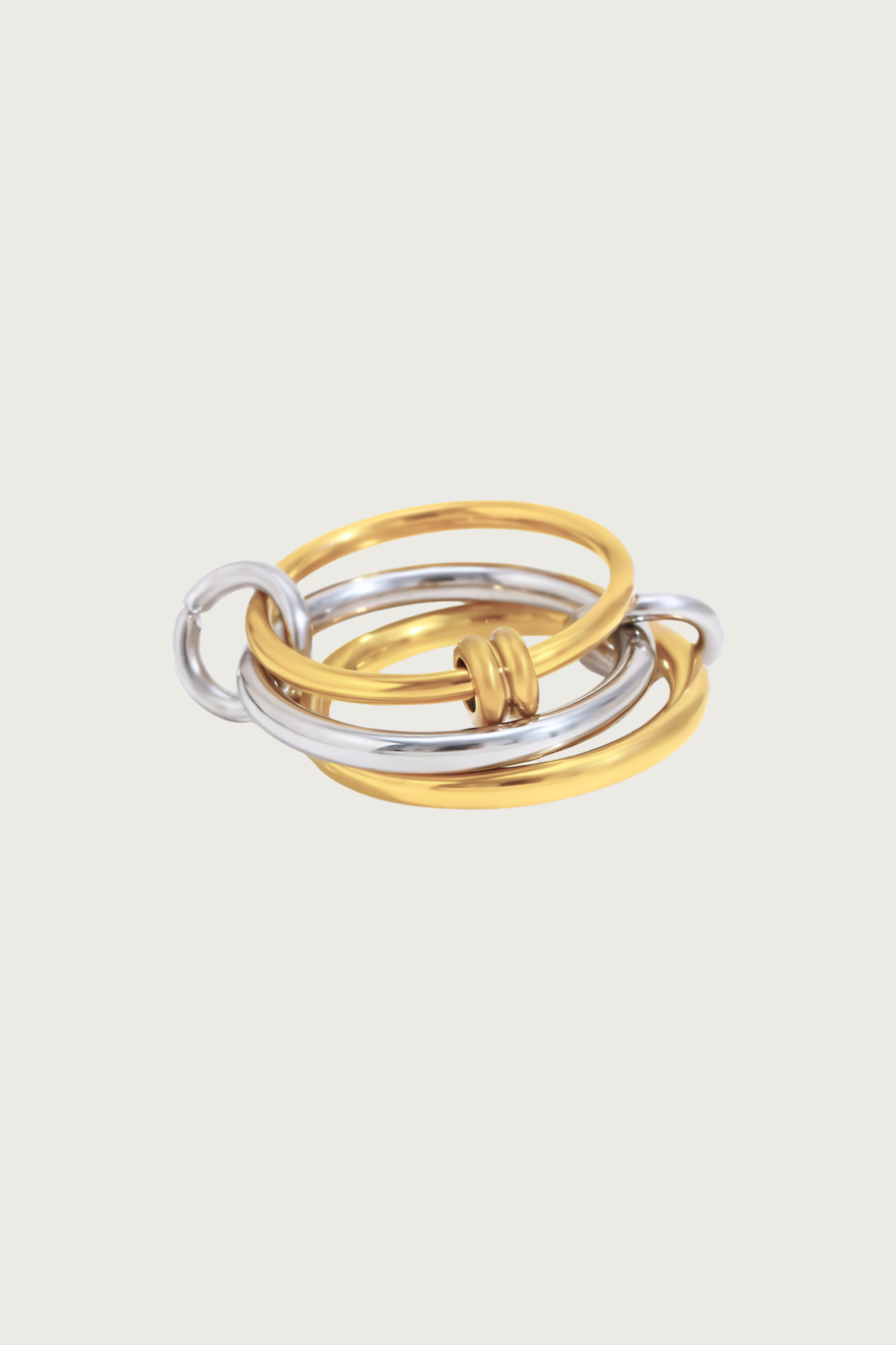 18k Gold Plated Mixed Metals Interlocked Stackable Ring