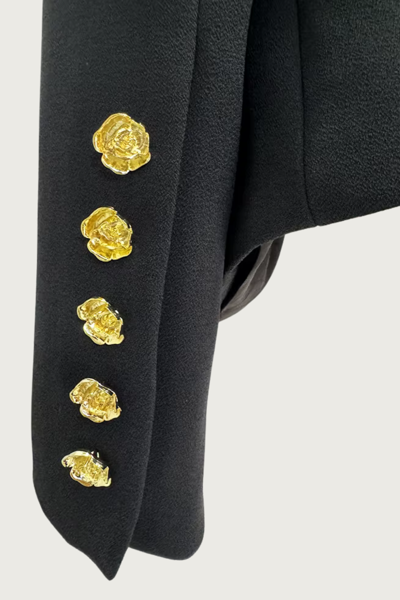 Gold Button White Lapel Blazer