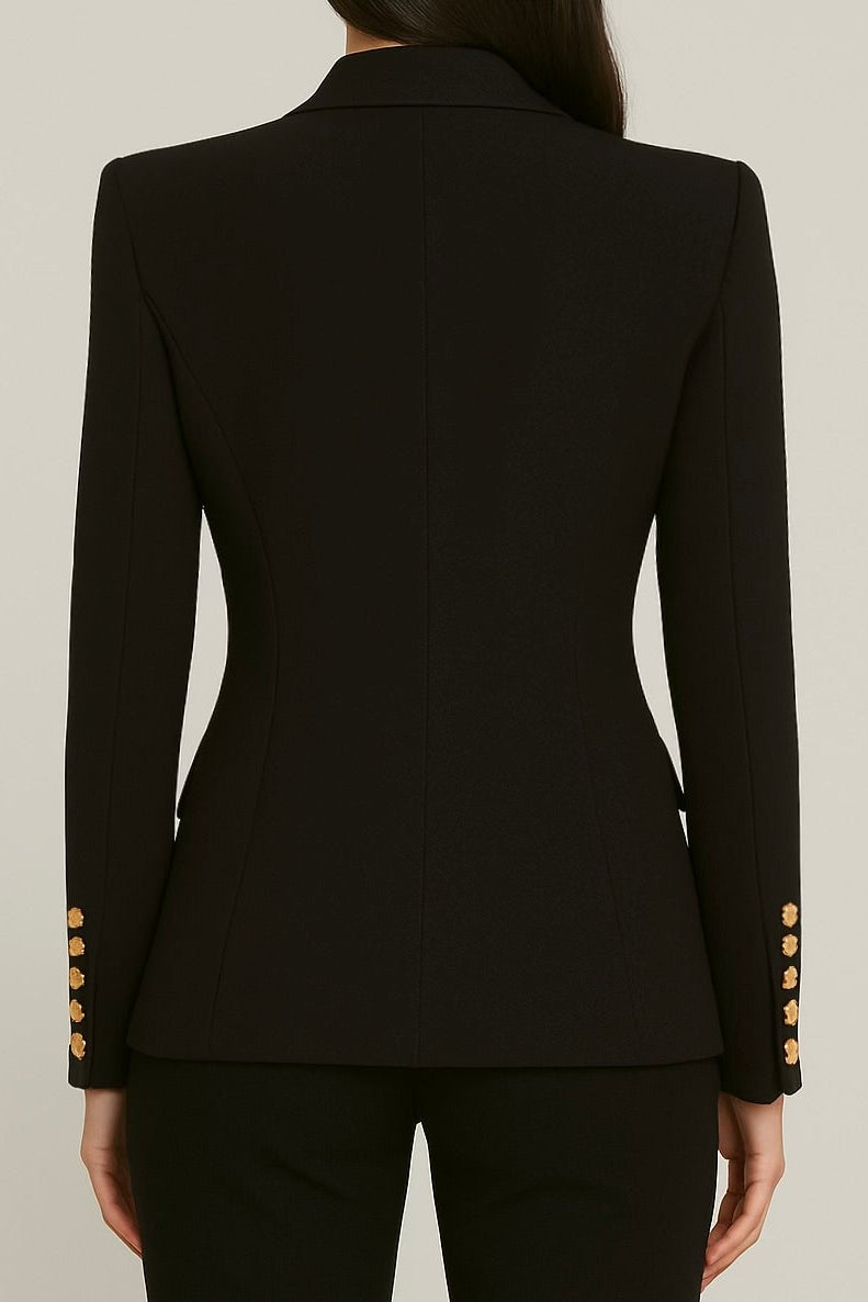 Gold Button White Lapel Blazer