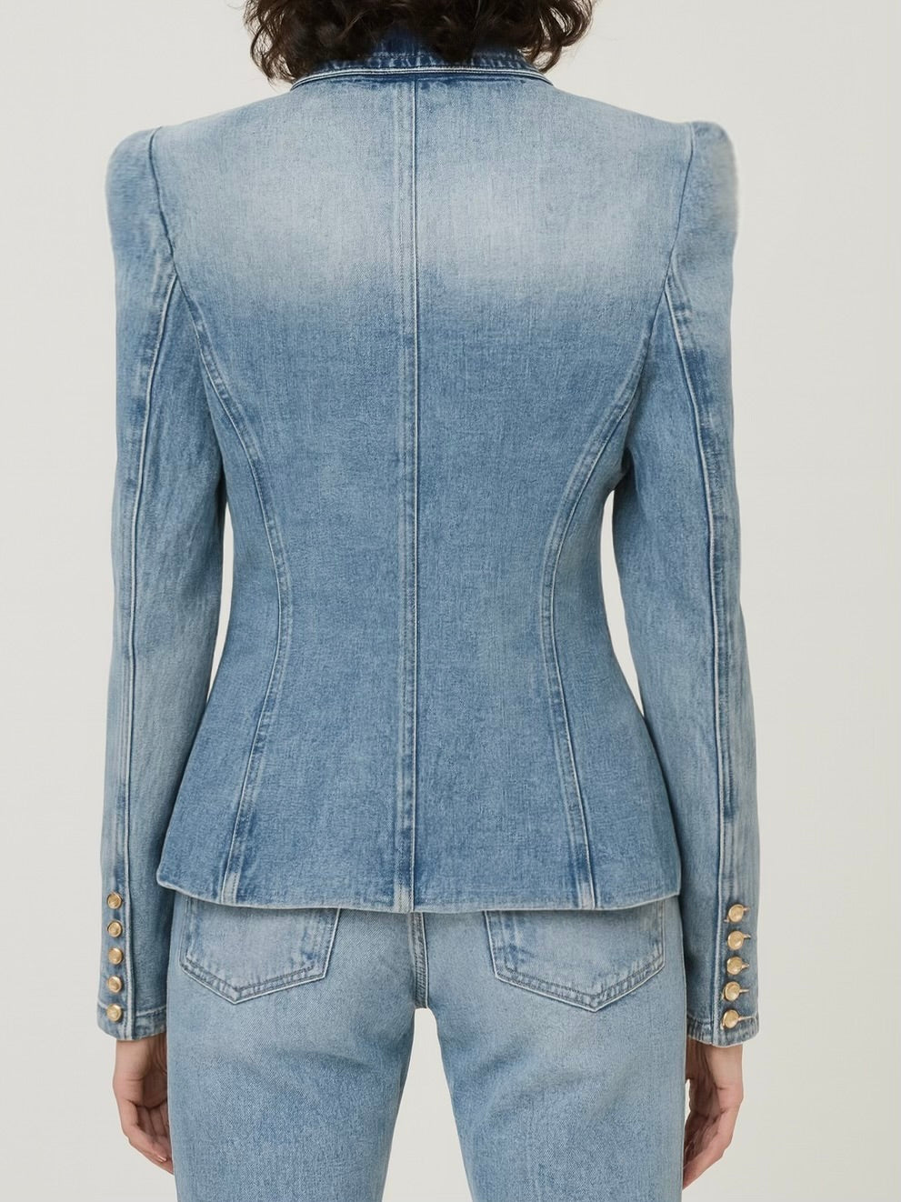 Denim Peak Lapel Blazer