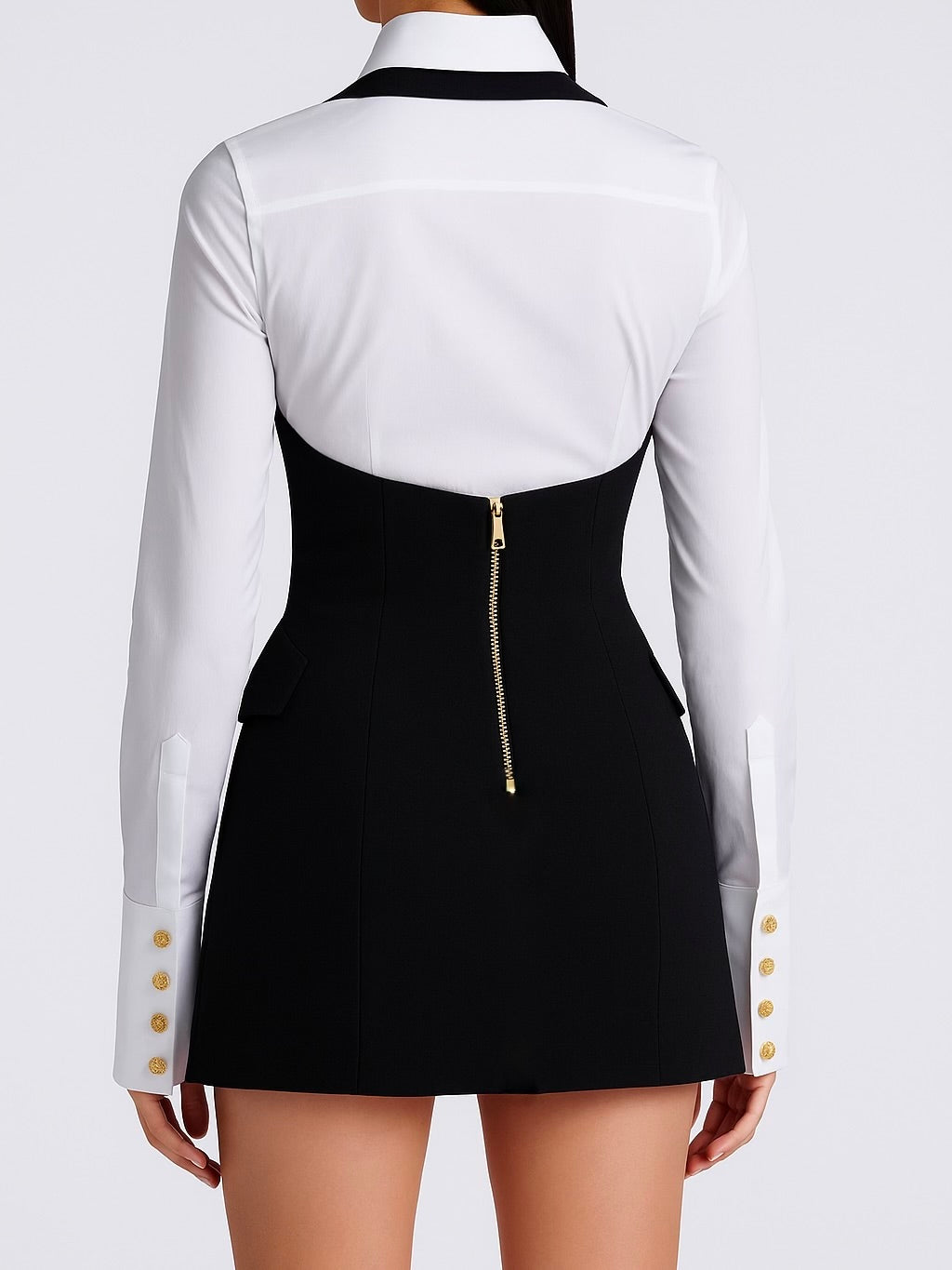 Gold Button Halter Mini Skirt