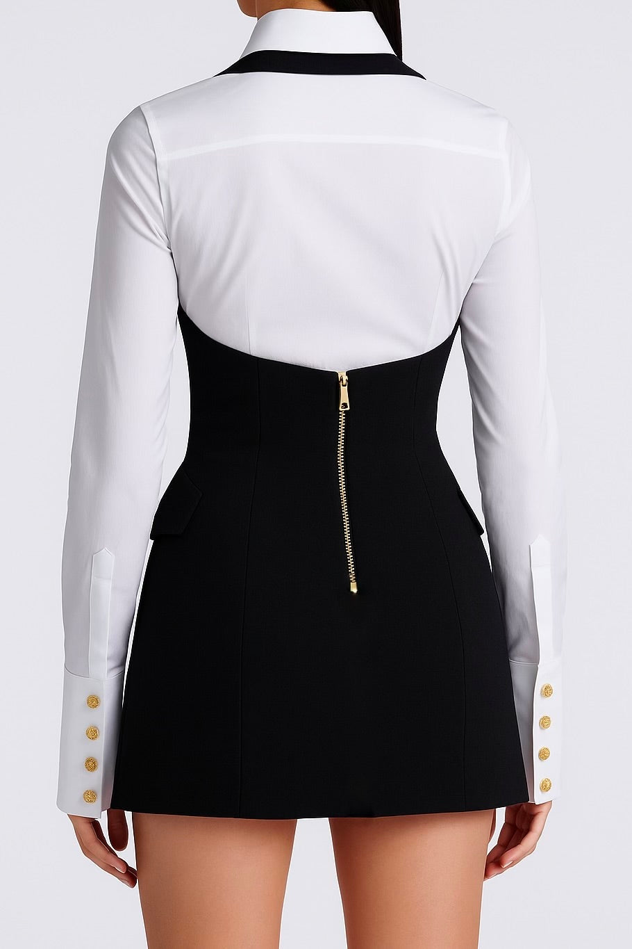 Gold Button Halter Mini Skirt