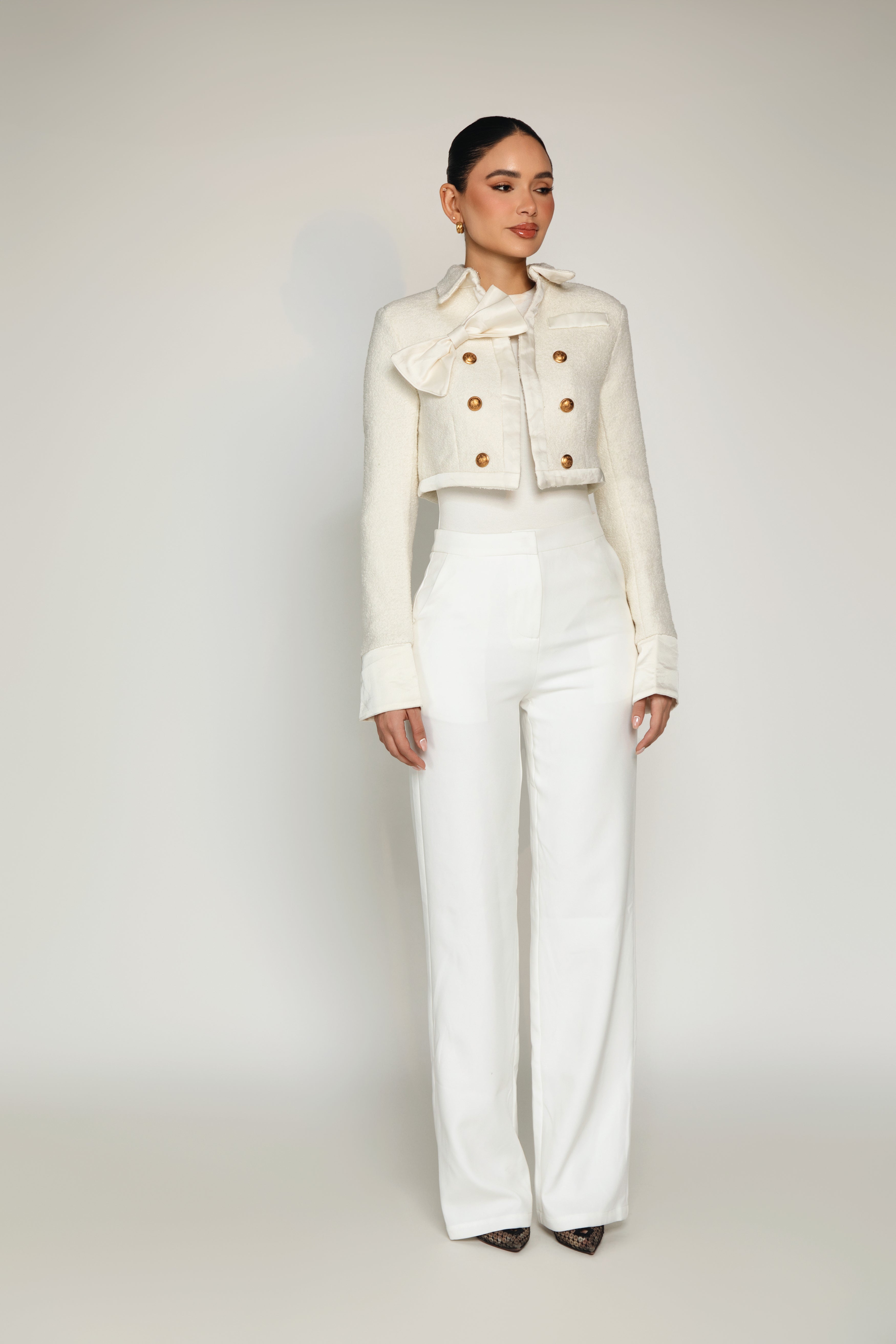 Satin + Tweed Cropped Jacket