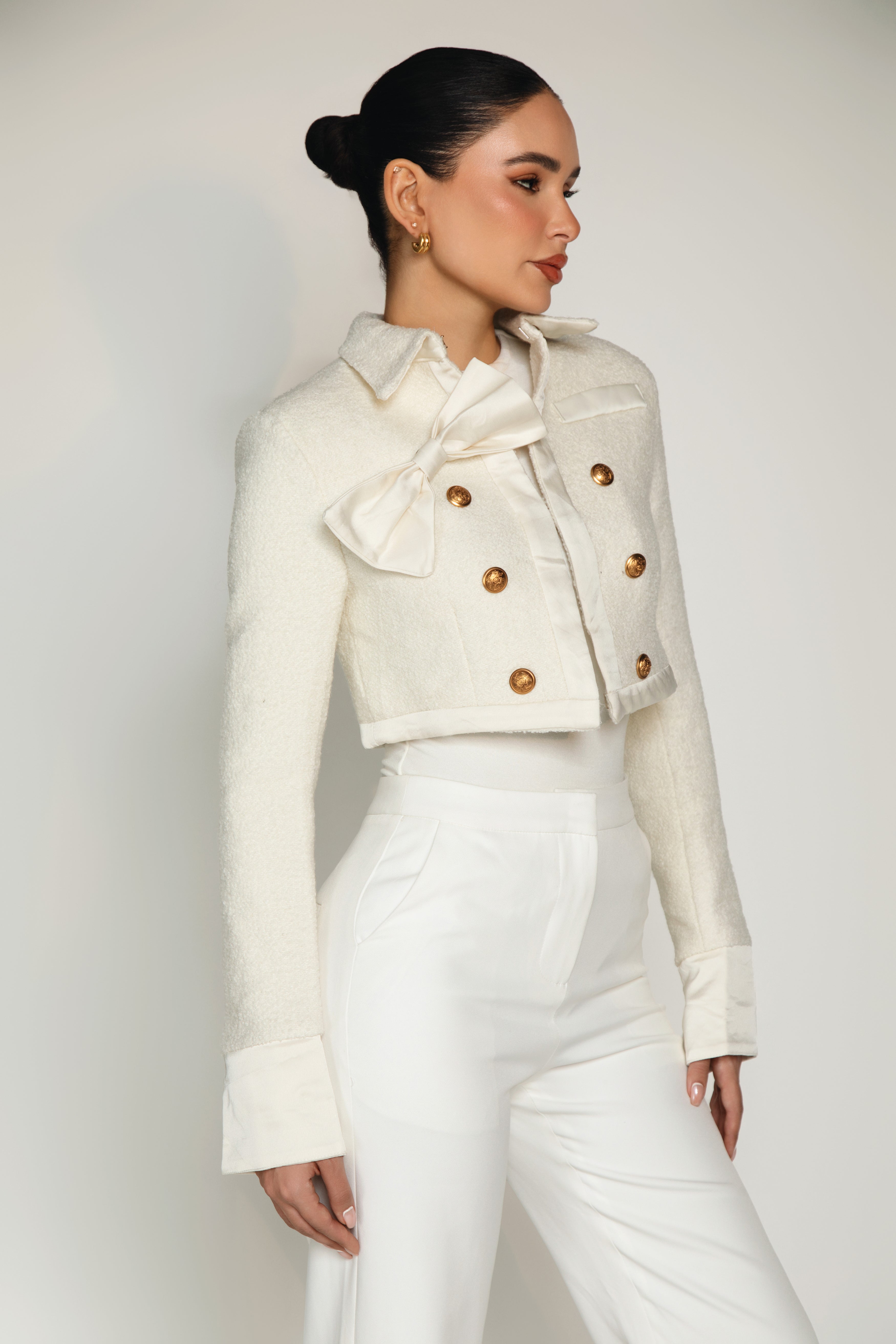 Satin + Tweed Cropped Jacket