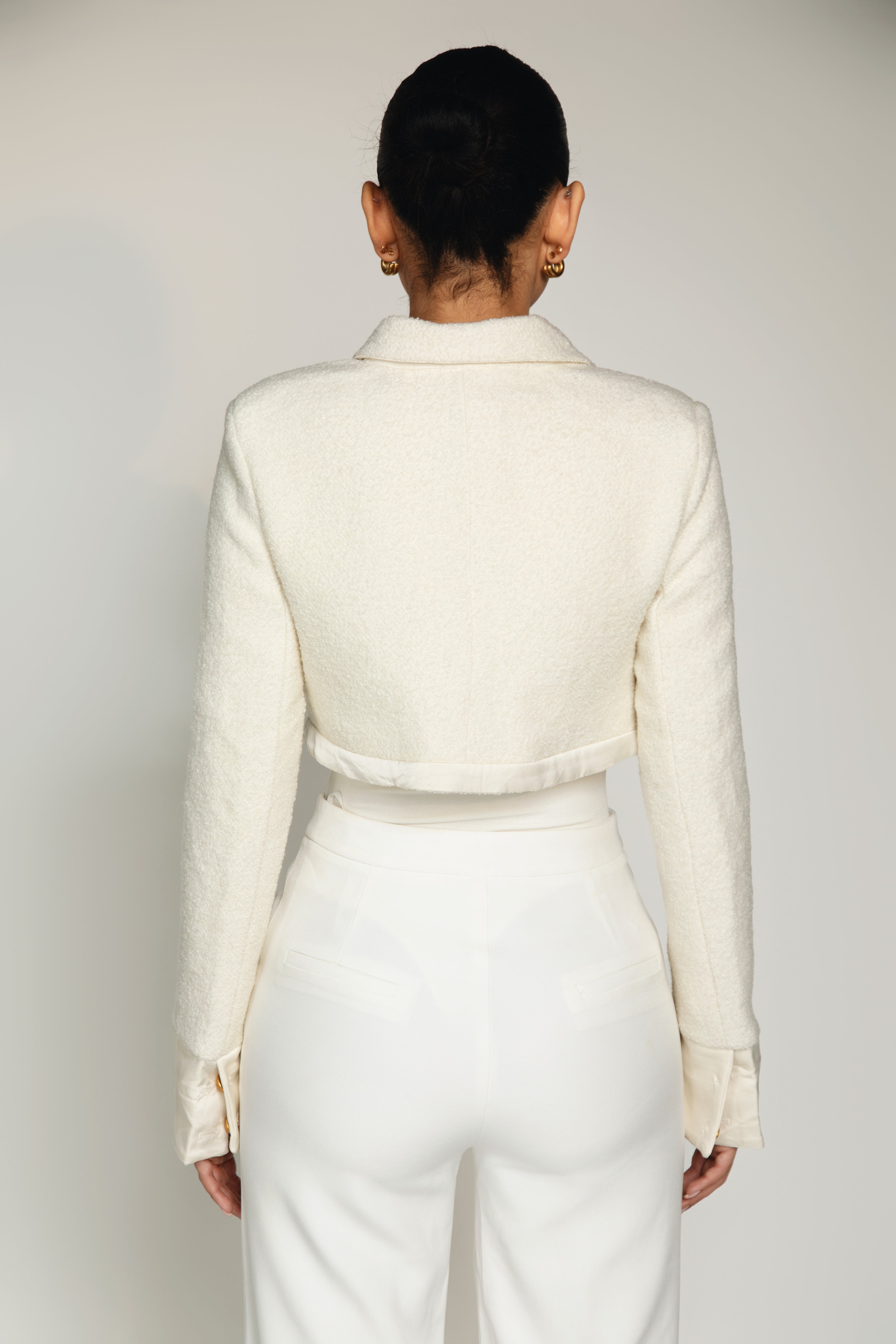 Satin + Tweed Cropped Jacket