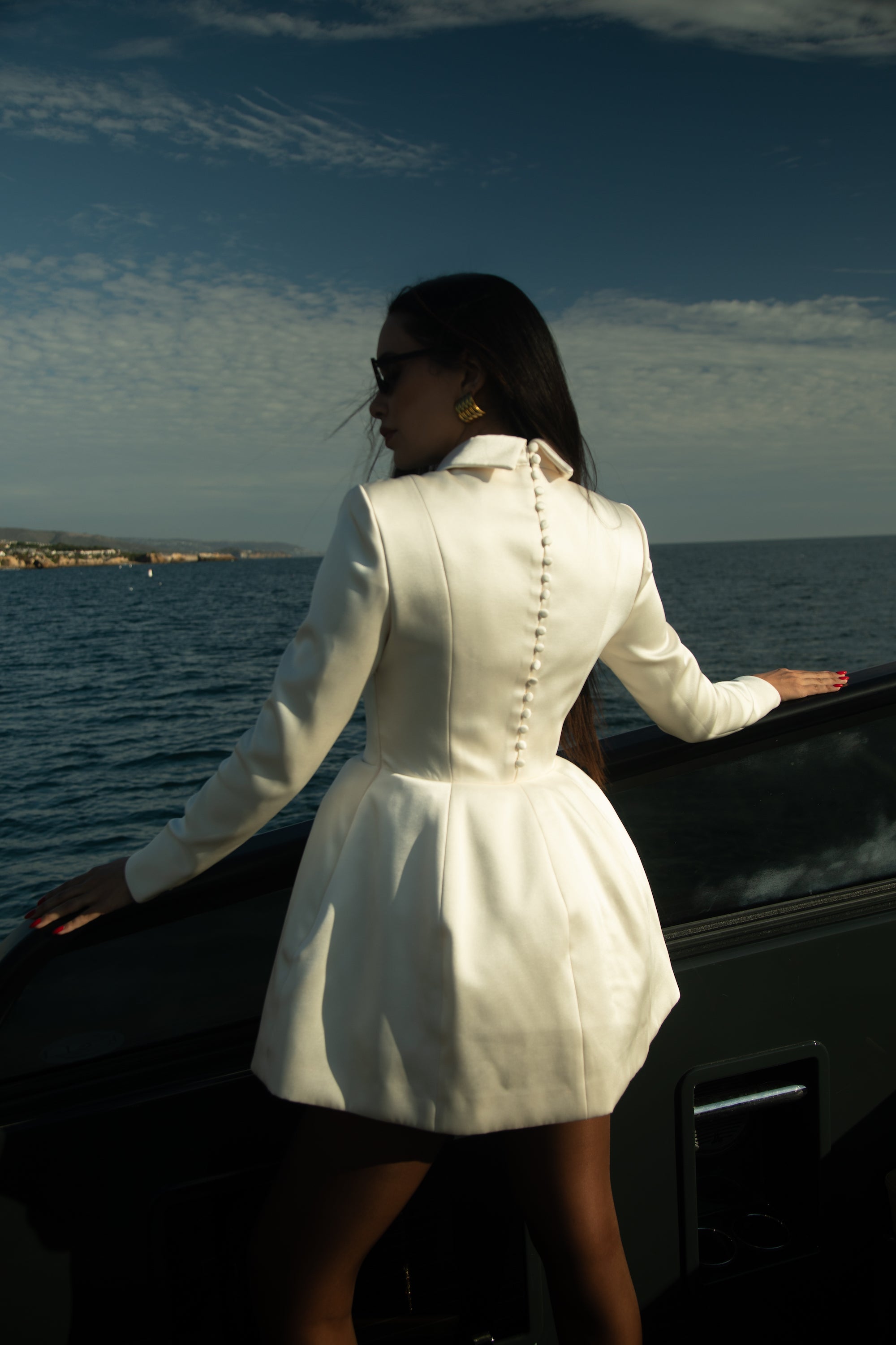 Structured Satin Mini Dress - Ivory