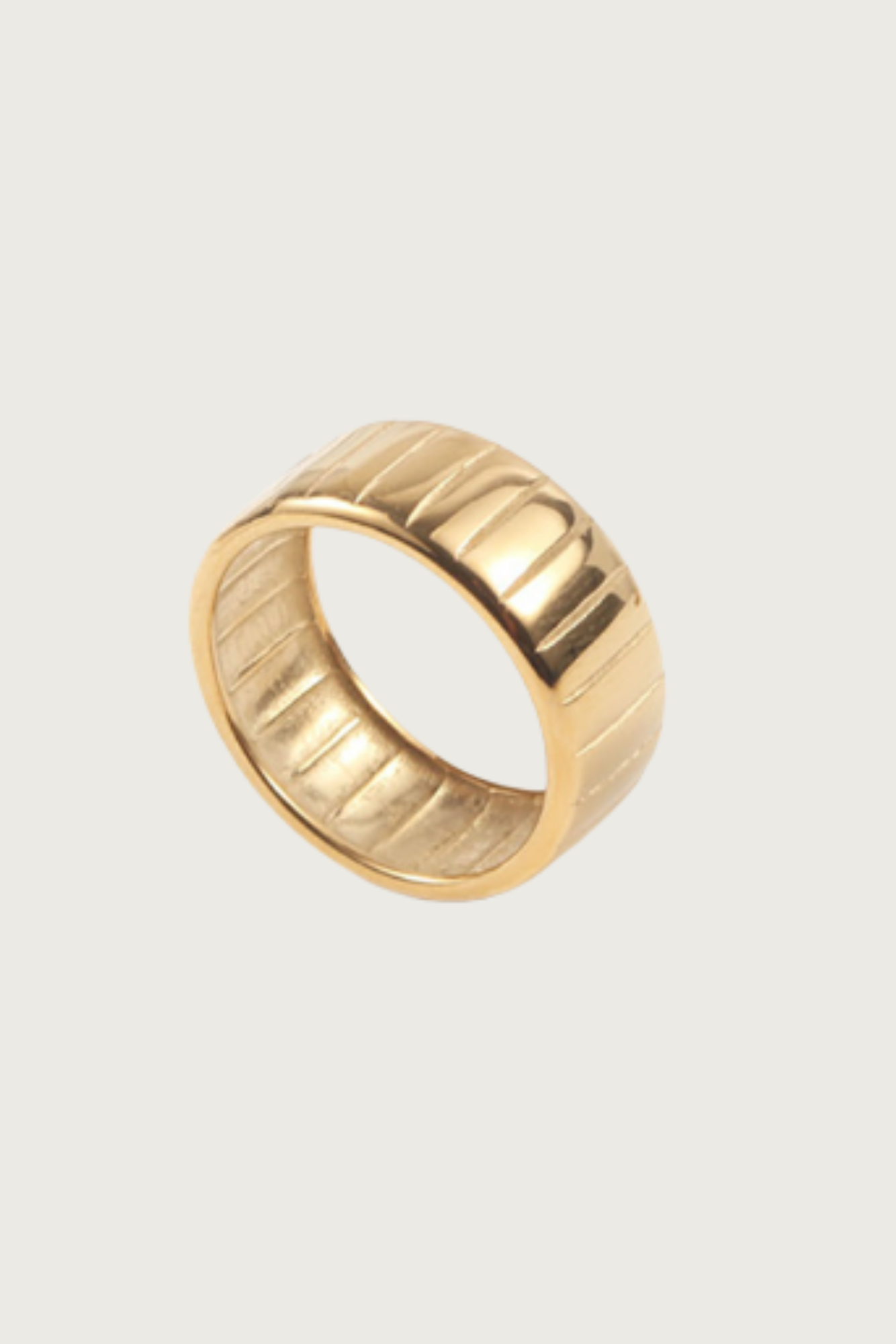 18k Gold Plated Lined Stacker Ring
