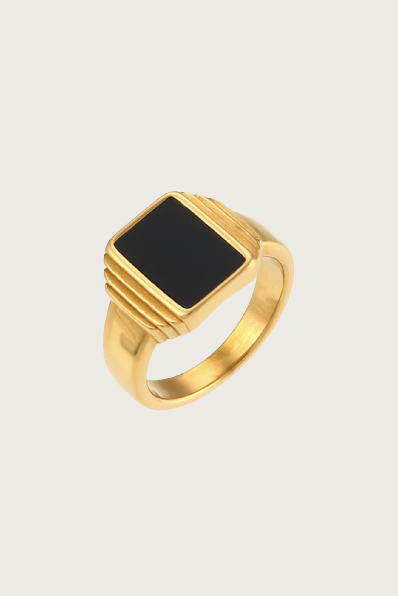 18k Gold Plated Black Chunky Ring