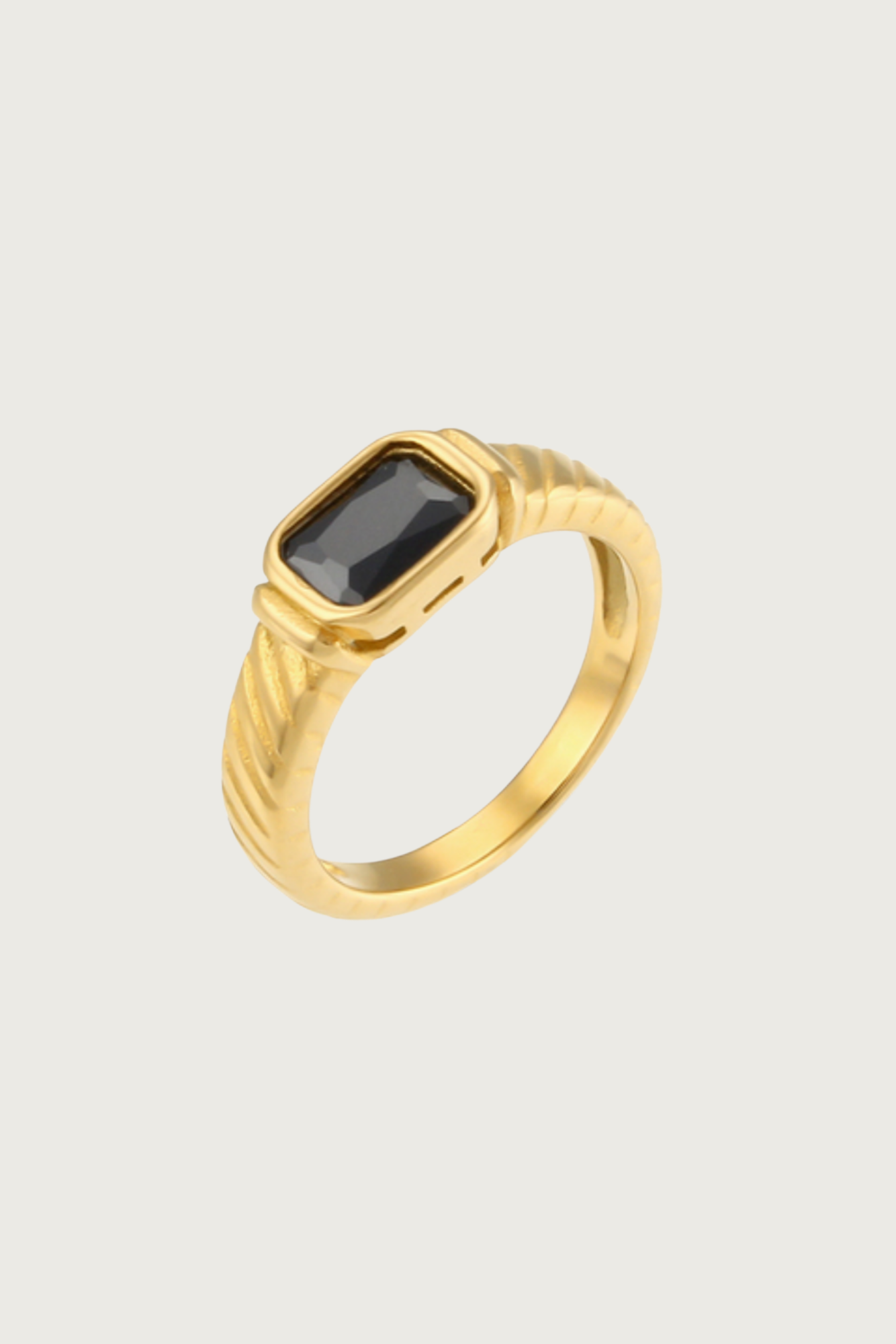 18k Gold Plated Black Petite Ring