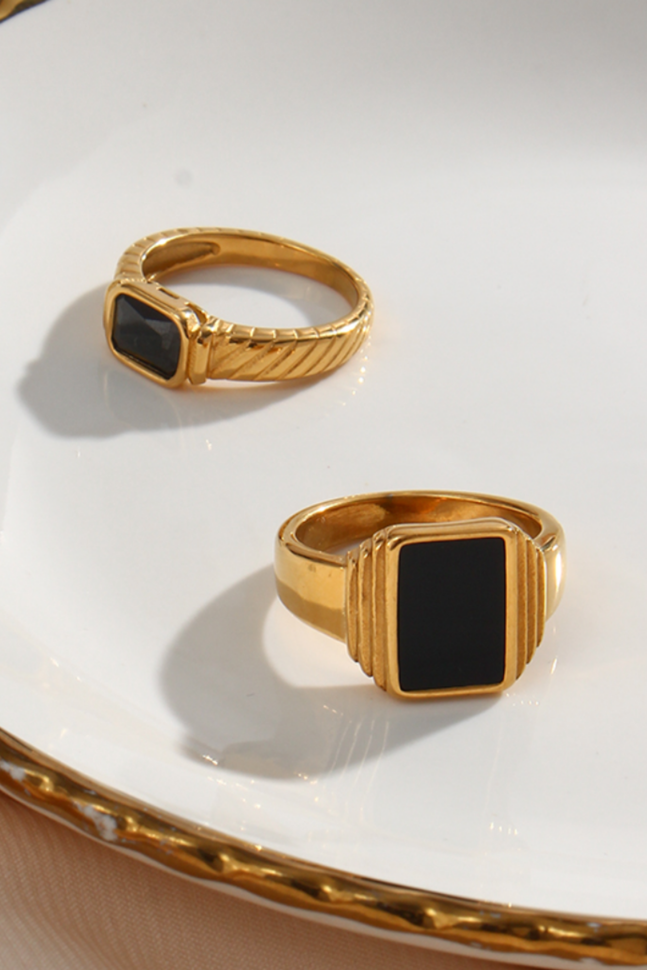 18k Gold Plated Black Petite Ring