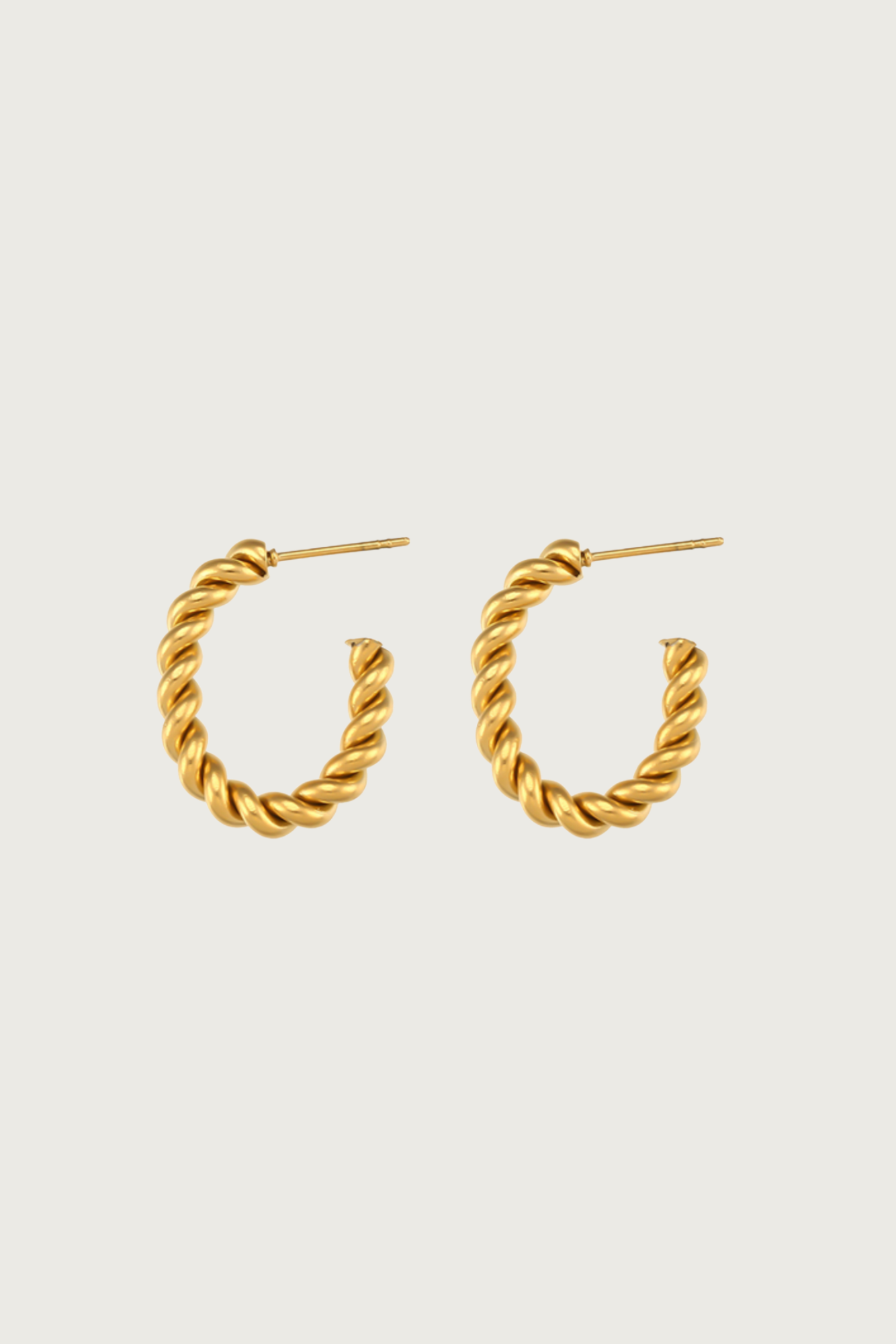 18k Gold Plated French Twist Hoop Earrings