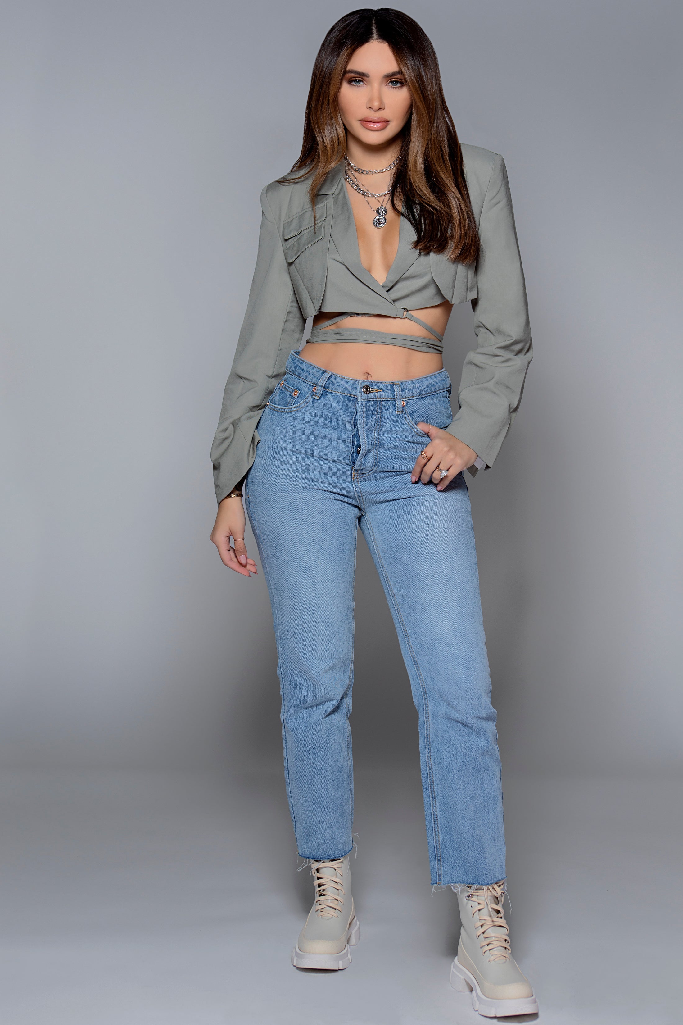 Tie Up Cropped Blazer