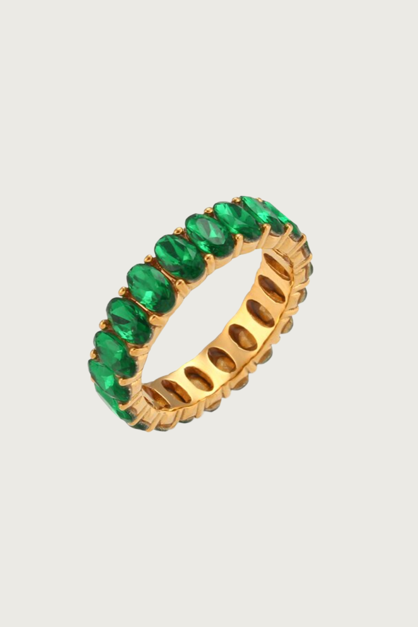 18k Gold Plated Oval Baguette Band