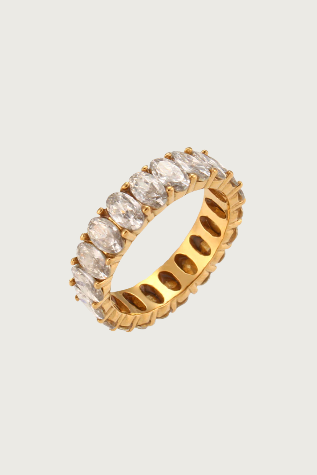 18k Gold Plated Oval Baguette Band