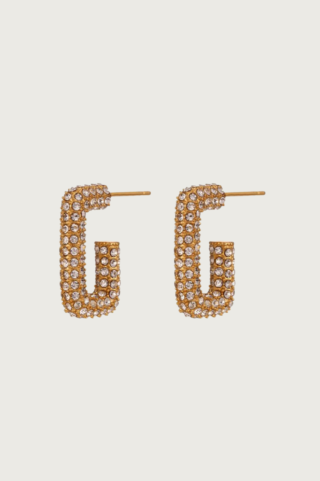18k Gold Plated Stone Hoop Earrings