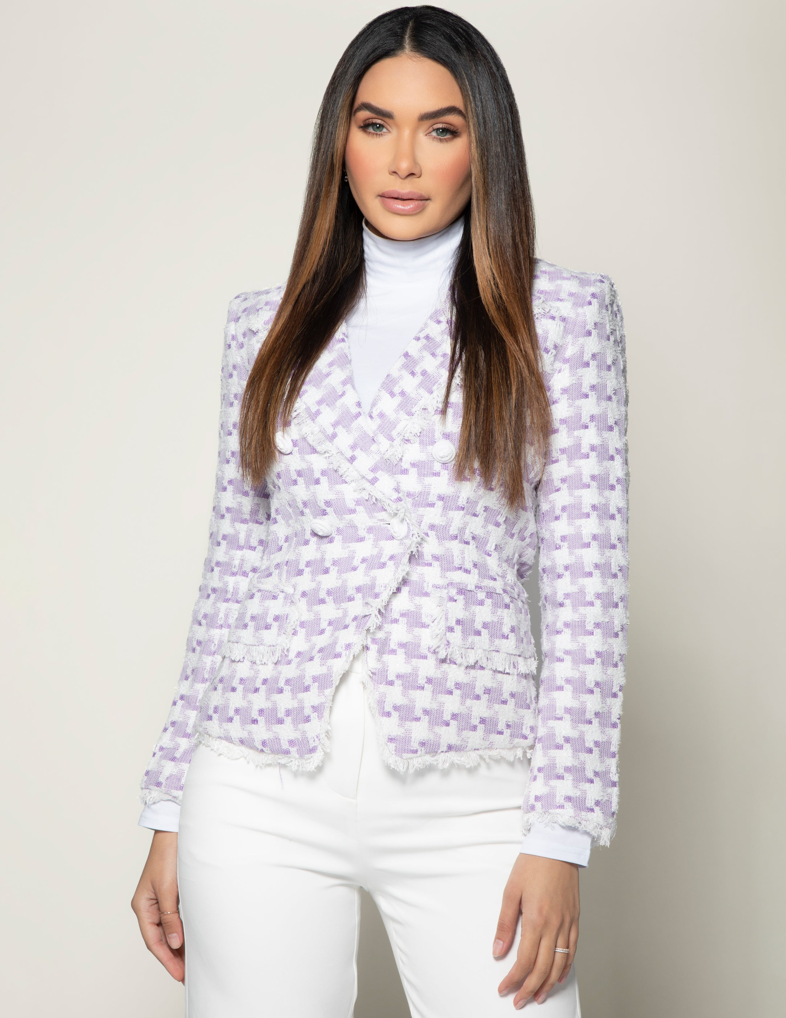 Tweed Pastel Houndstooth Blazer