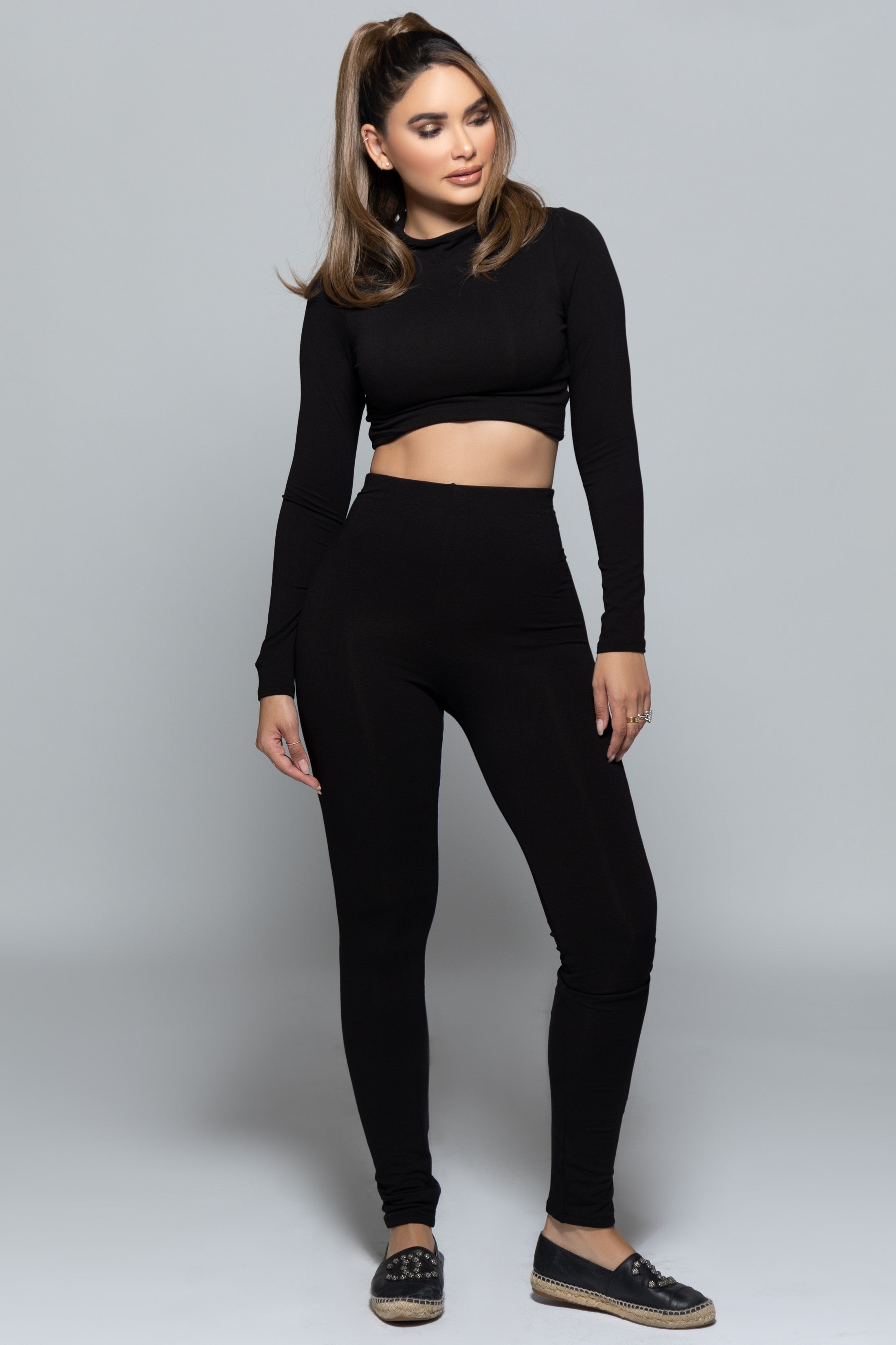 Long Sleeve Crop Top + Leggings Set