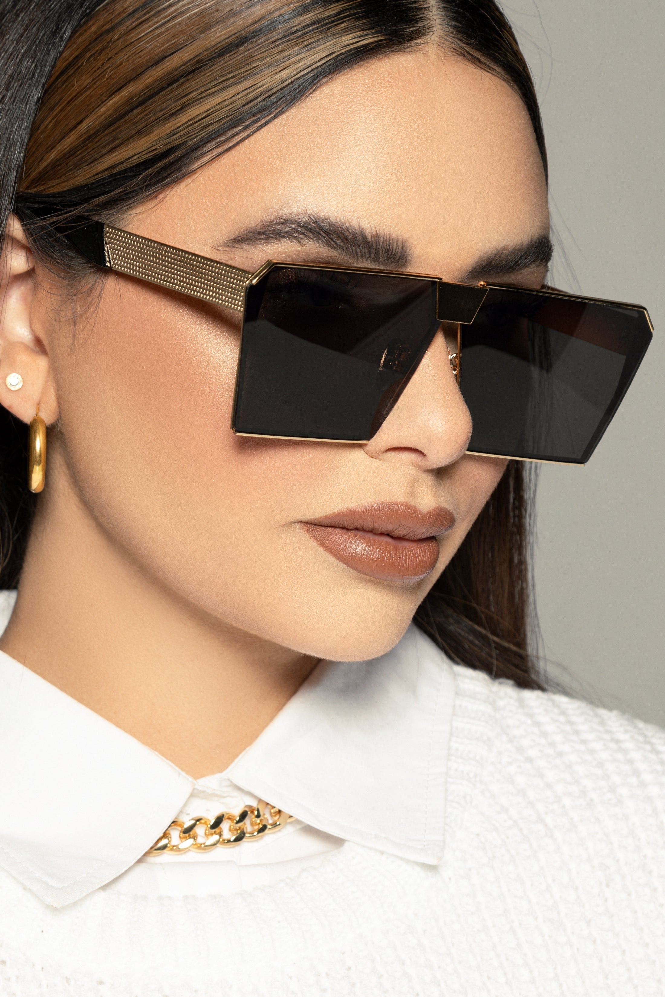 Tapered Metal Sunglasses - Gold
