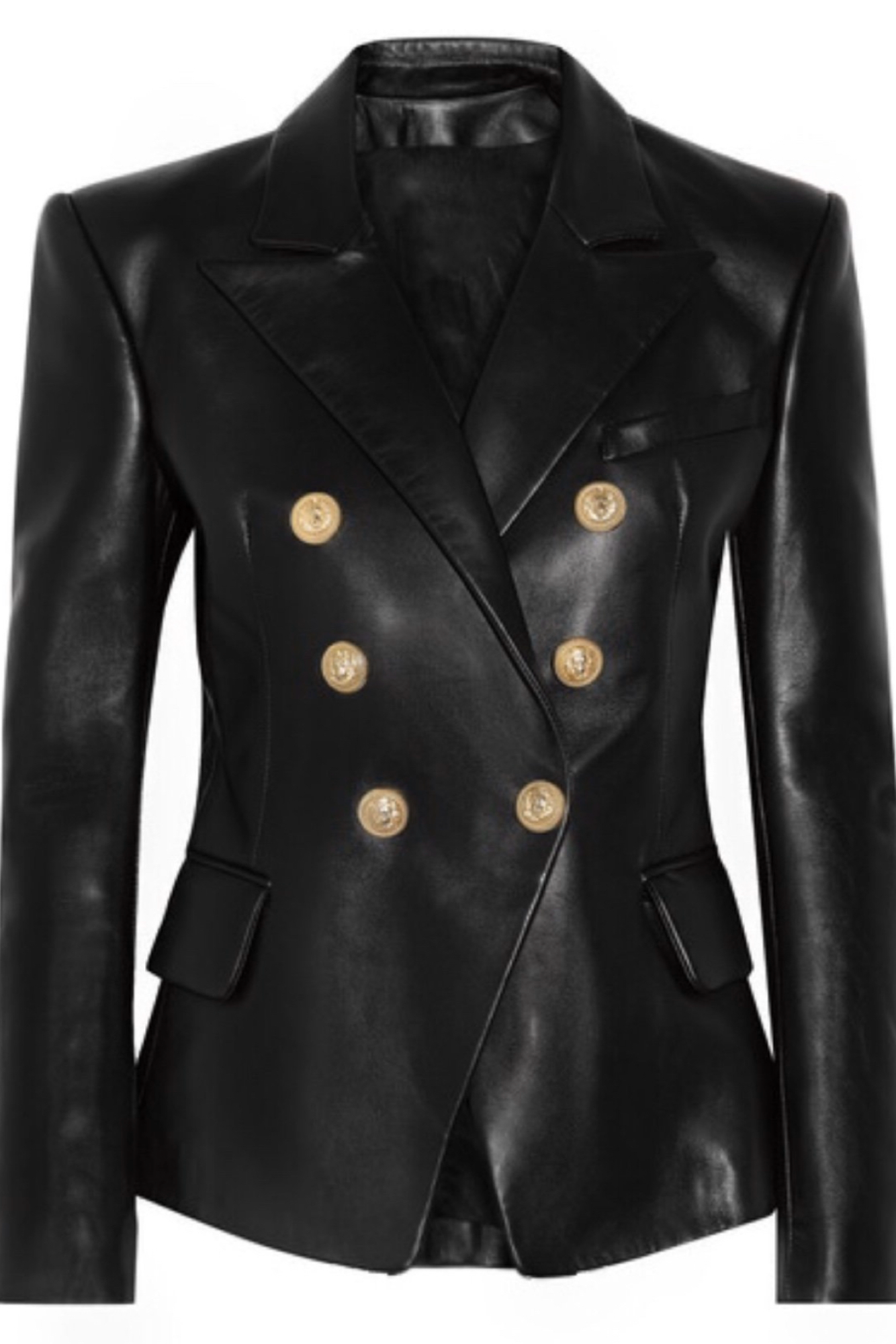 Leather Button Blazer