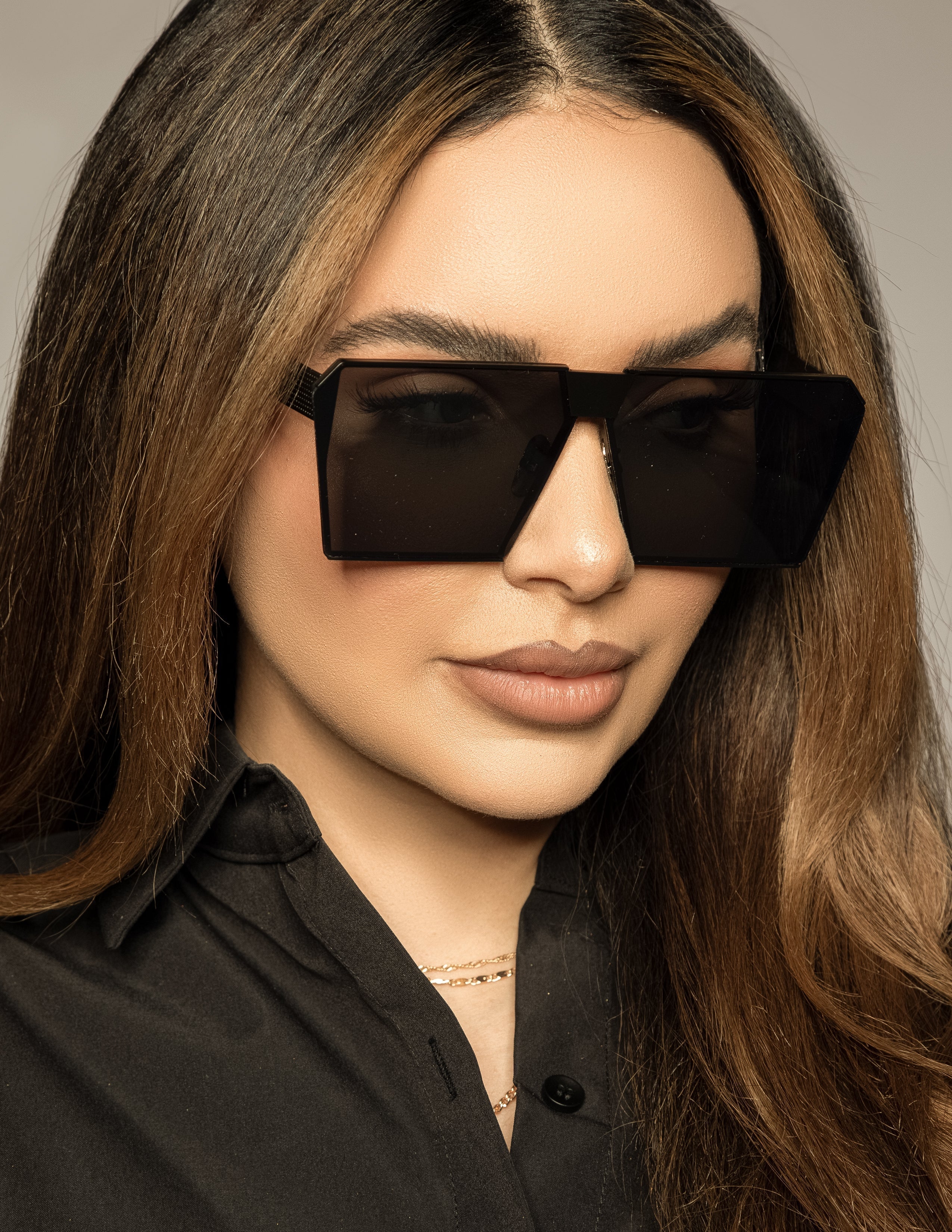 Tapered Metal Sunglasses - Black
