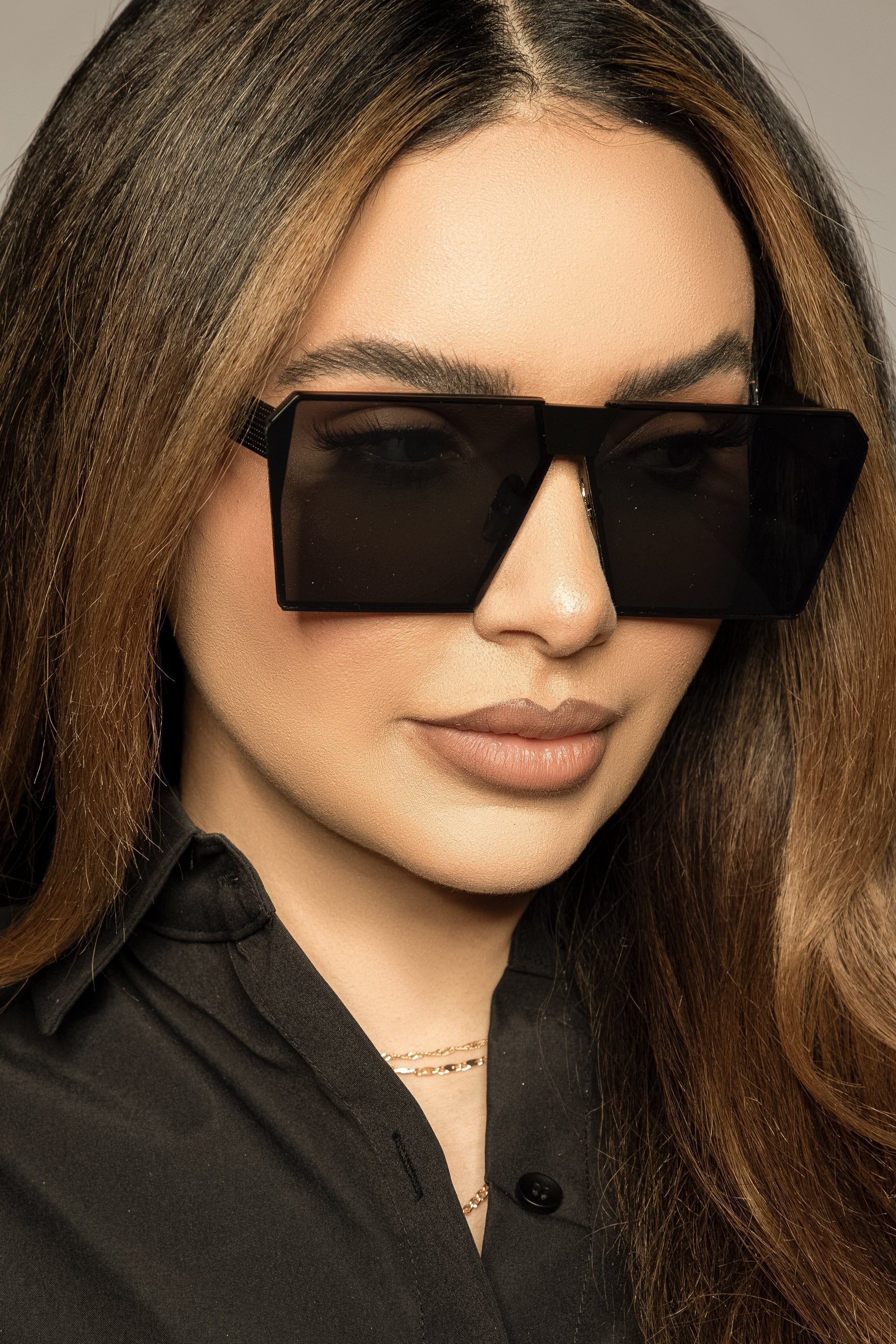 Tapered Metal Sunglasses - Black