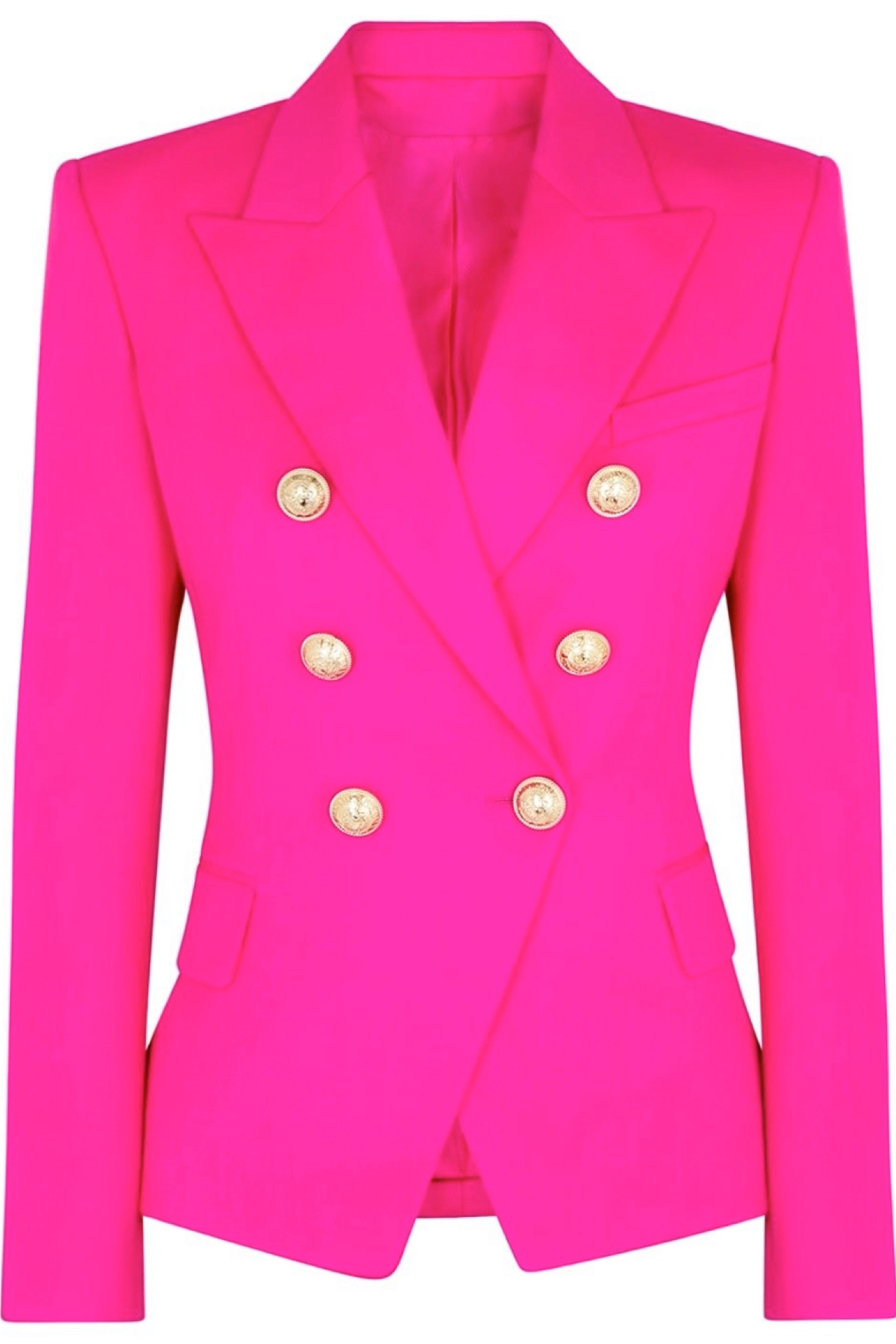 Limited Electric Pink Gold Button Blazer