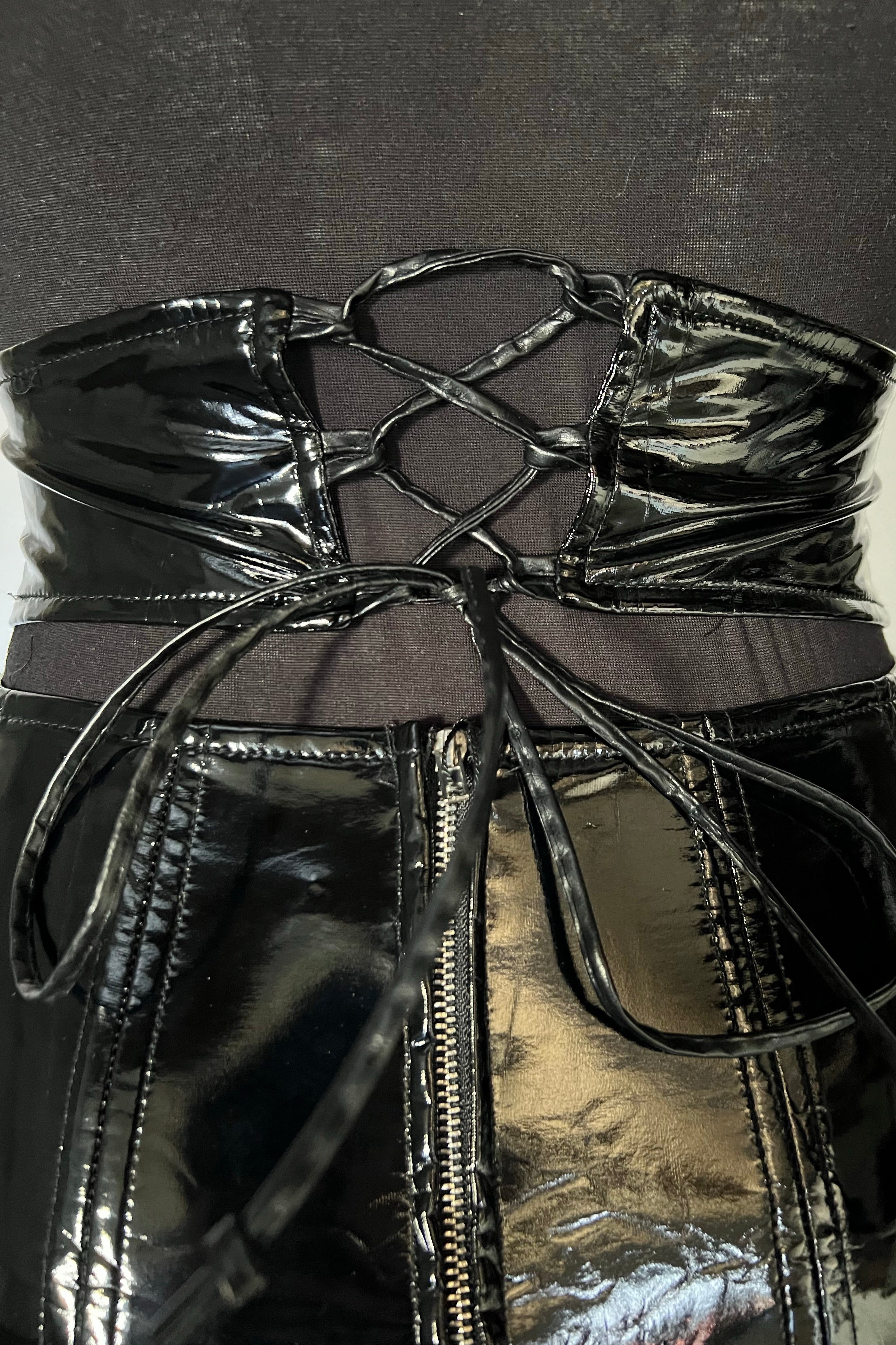 Patent Corset Skirt - Black Size Small