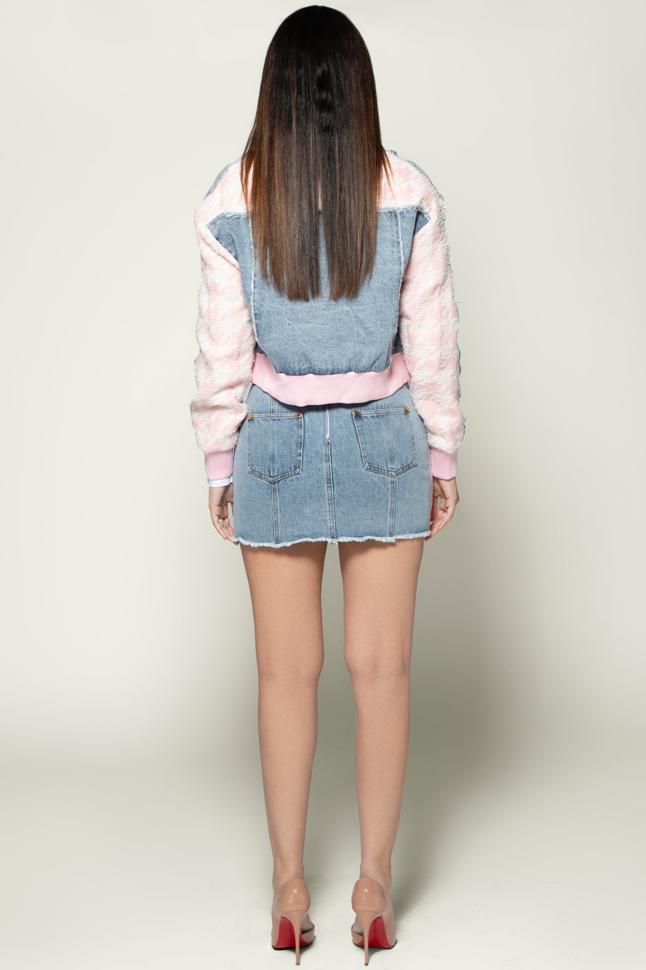 Houndstooth + Denim Jacket