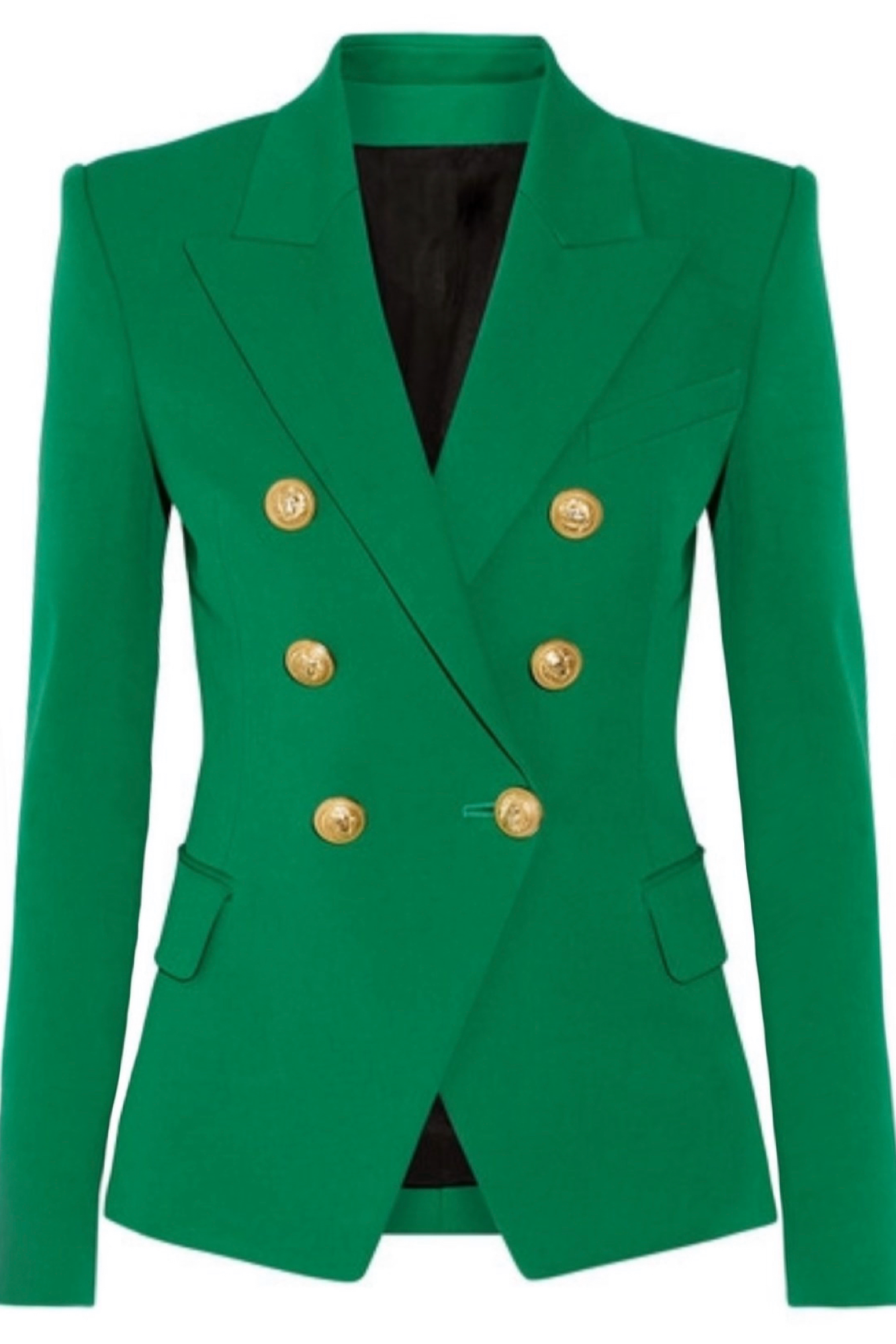 Gold Button Blazer - Green