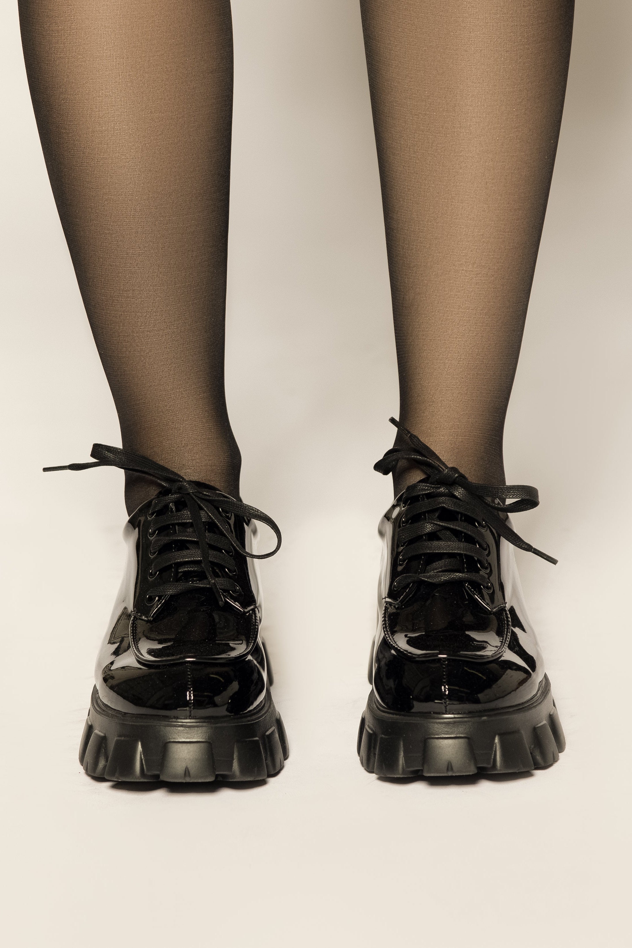 Patent Leather Lace-Up Shoes