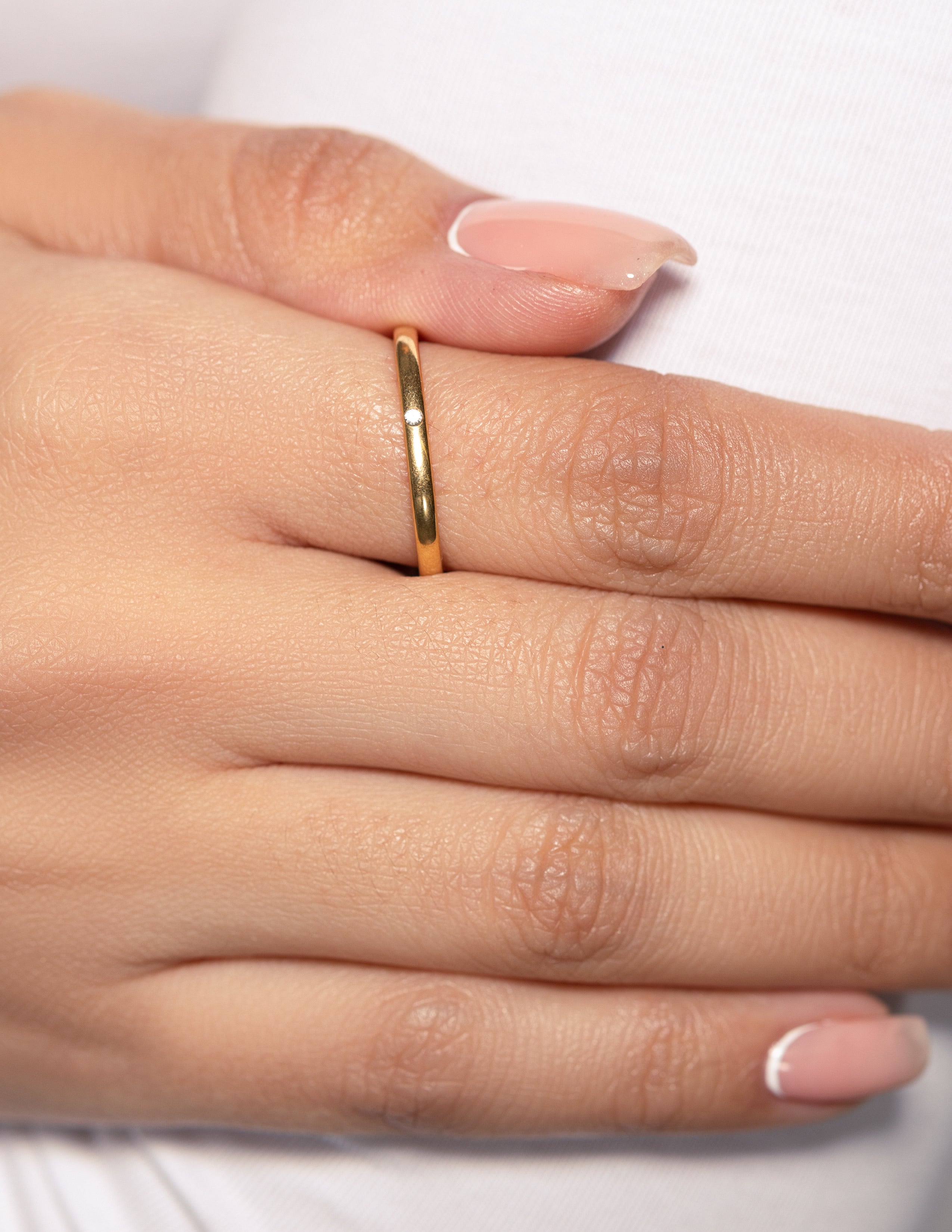 Square Stacker Ring with Stone