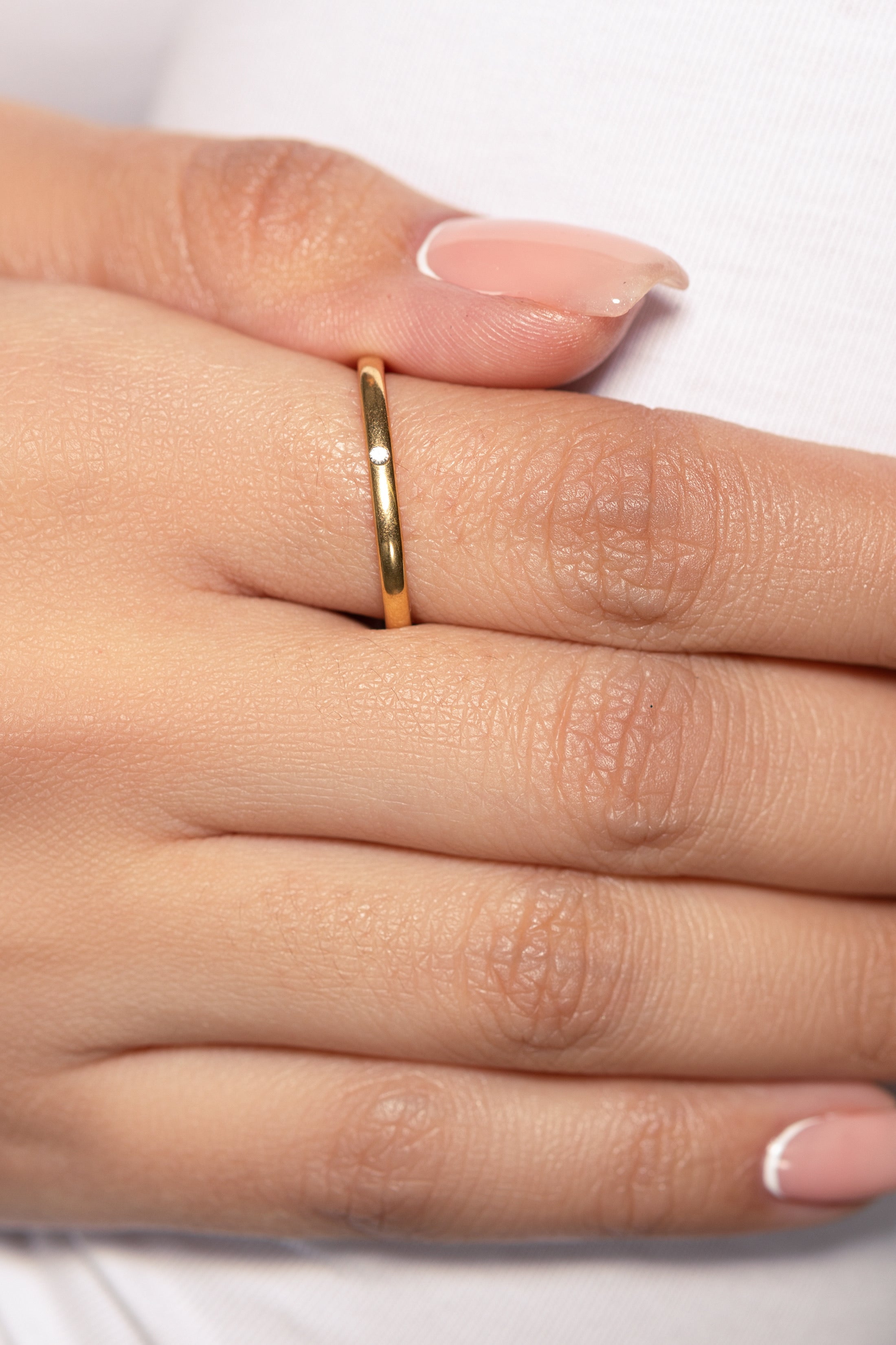 Square Stacker Ring with Stone