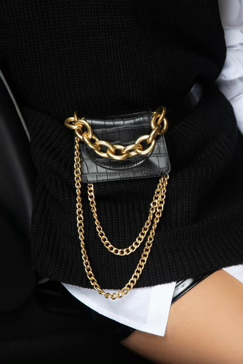 Crocodile Mini Bag - Black