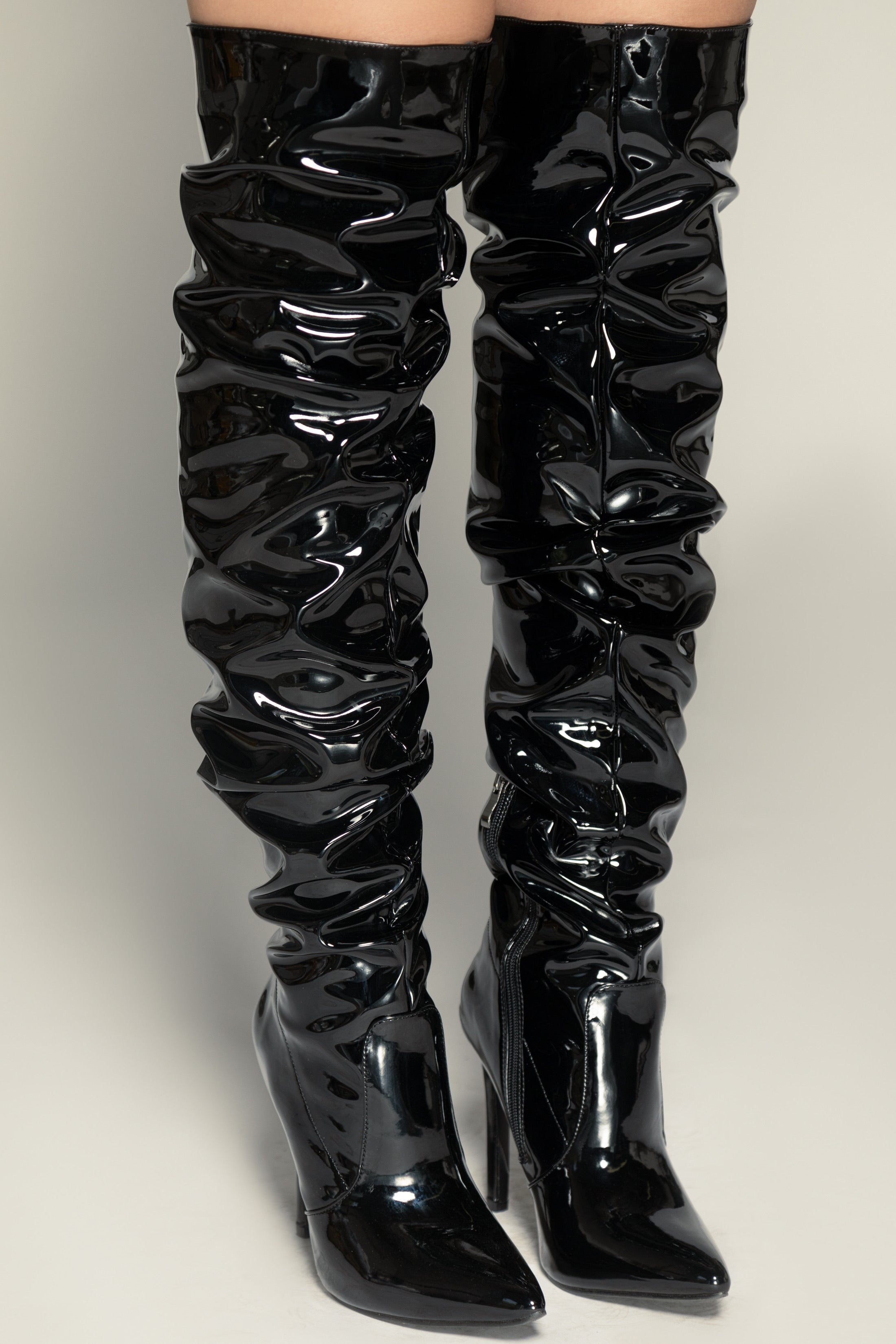 Patent Leather Thigh High Boots