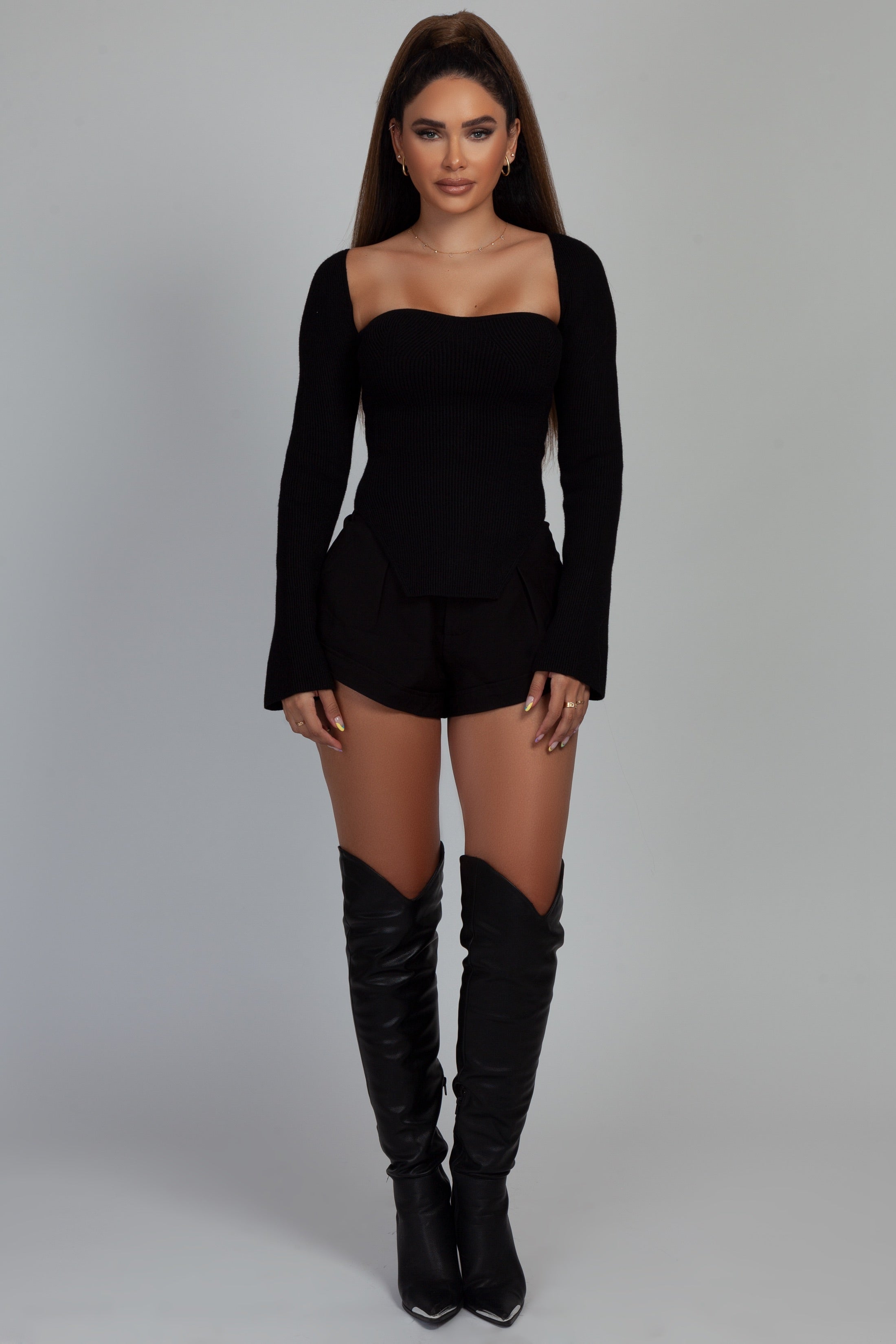 Ribbed Side Slit Sweater