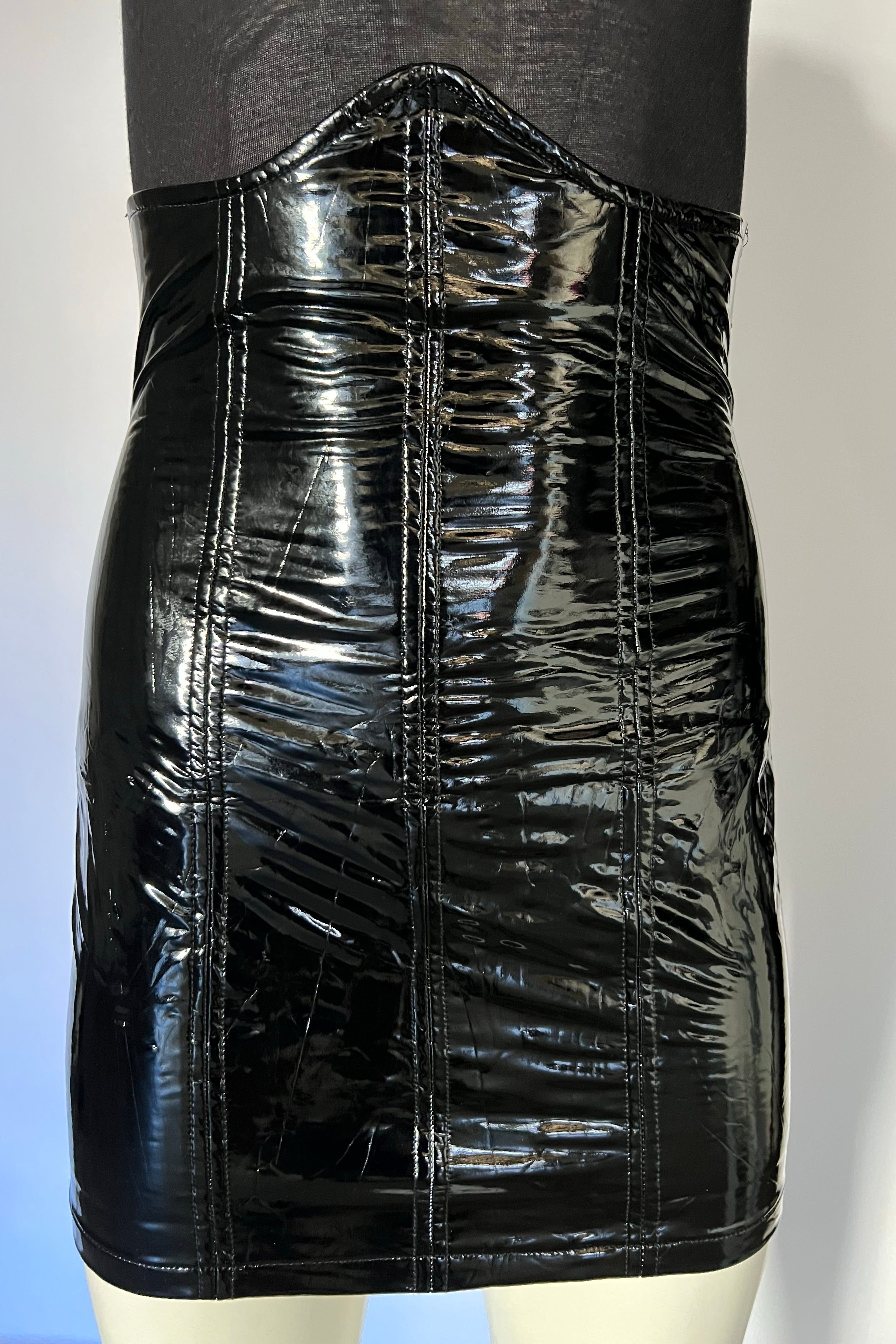 Patent Corset Skirt - Black Size Small