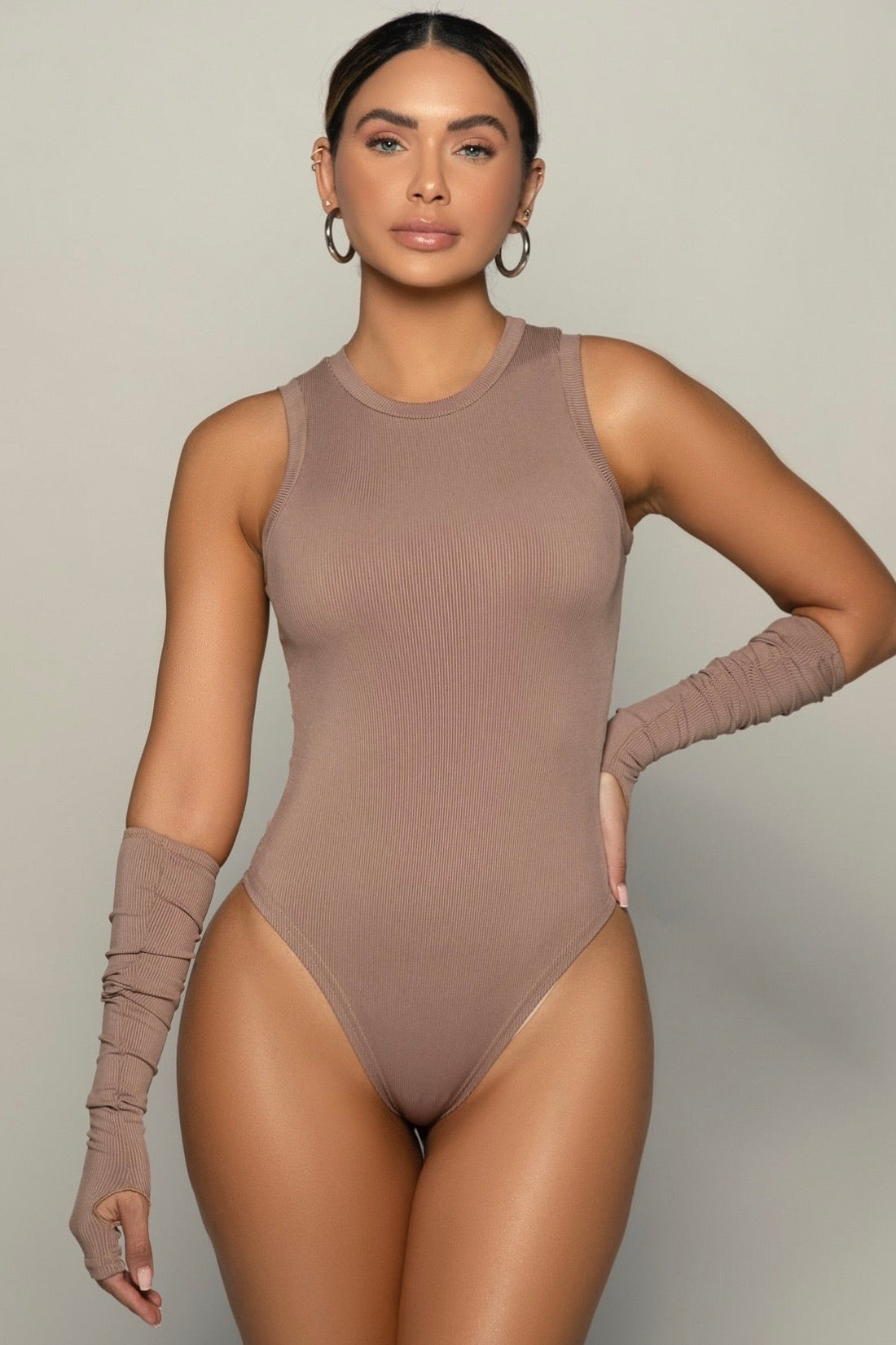 Ribbed Bodysuit with Removable Sleeves
