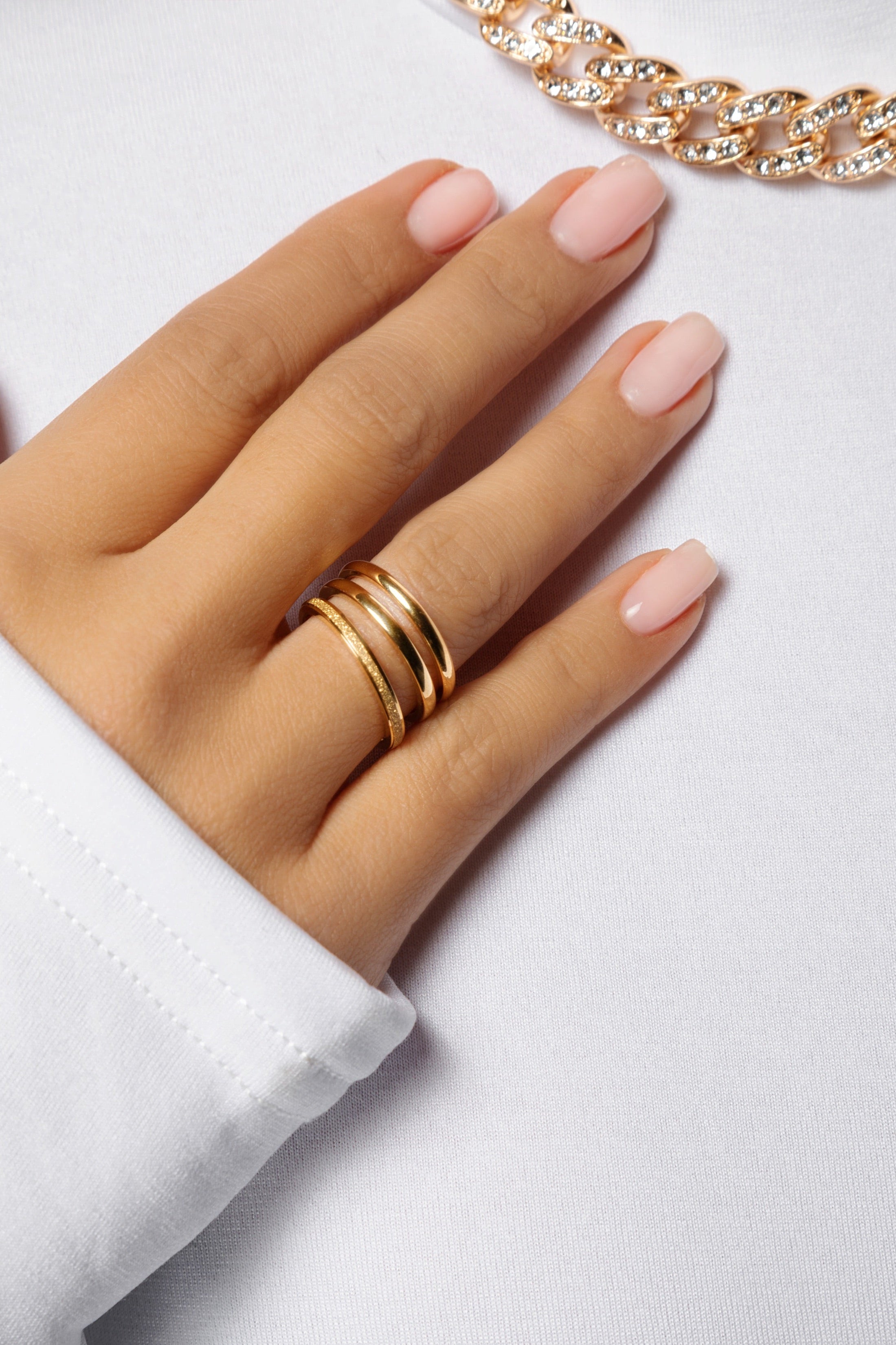 3-Piece Textured Band Rings