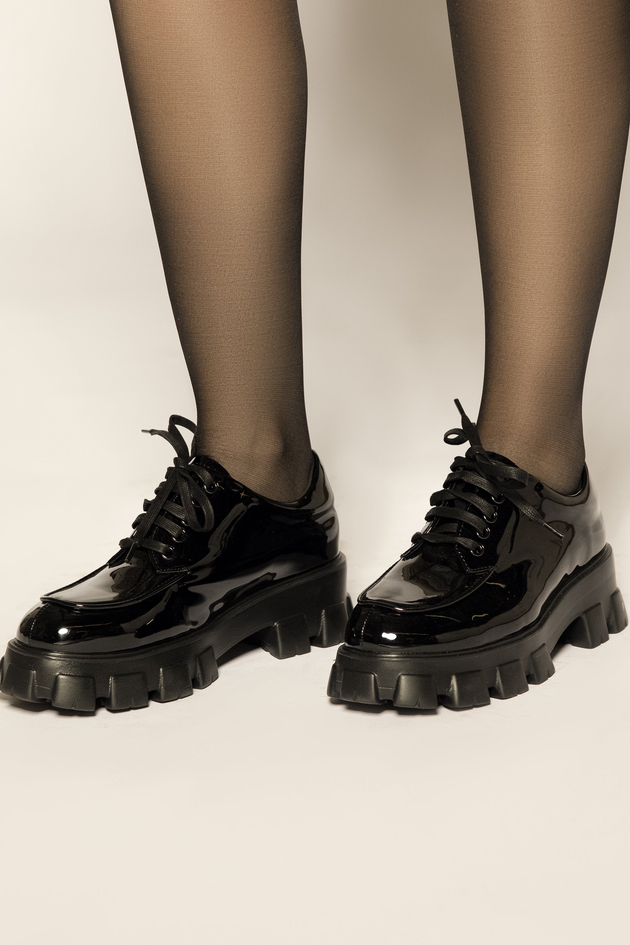 Patent Leather Lace-Up Shoes