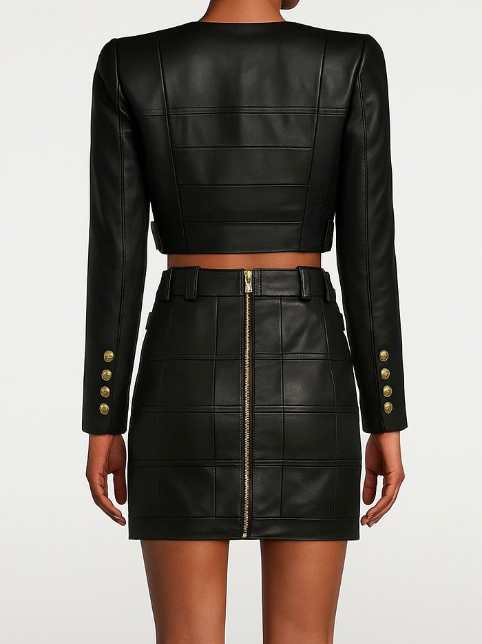 Leather Patchwork Skirt