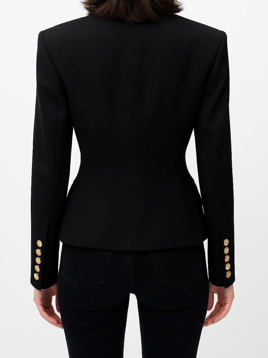 Gold Button Peak Lapel Blazer